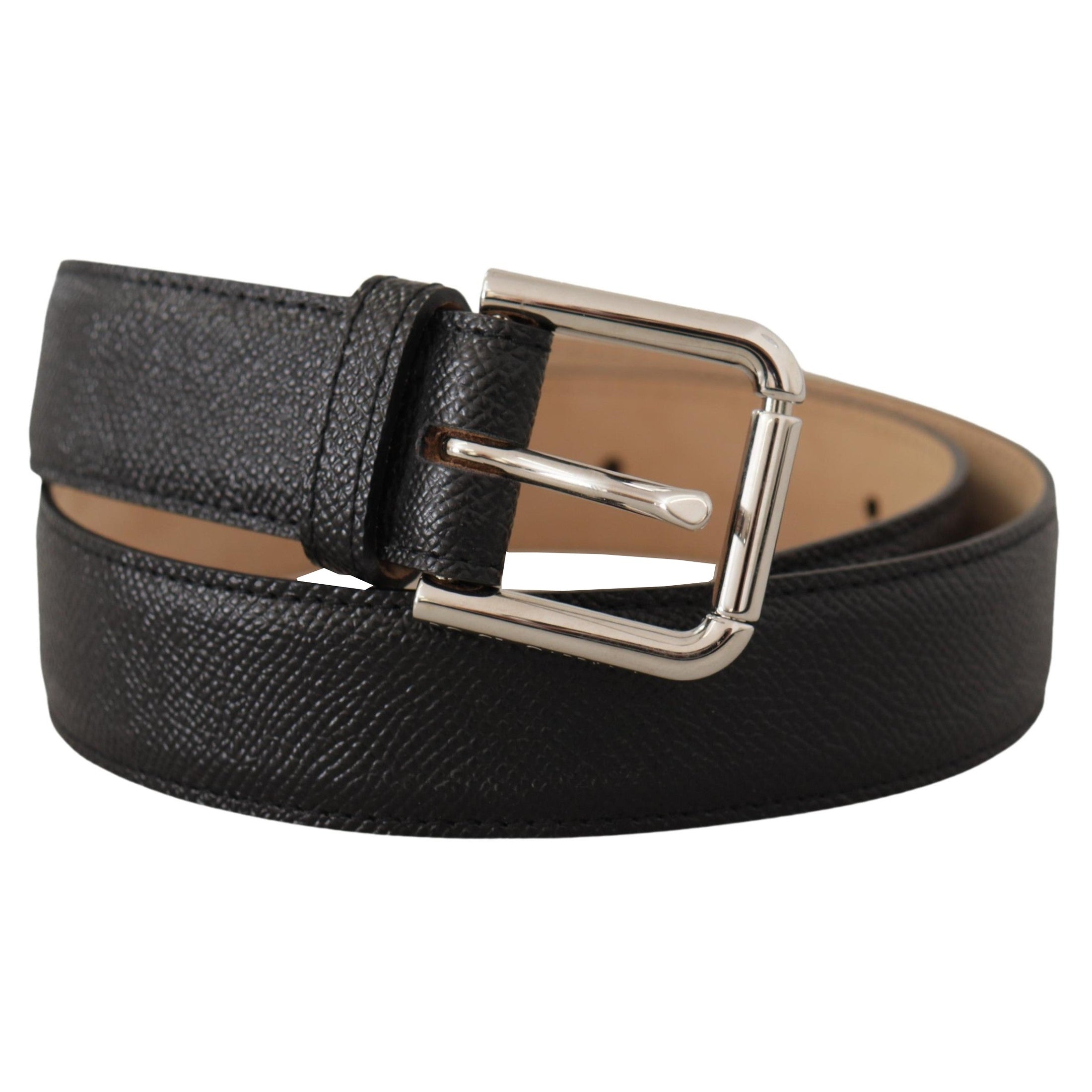 Sleek Black Authentic Leather Belt