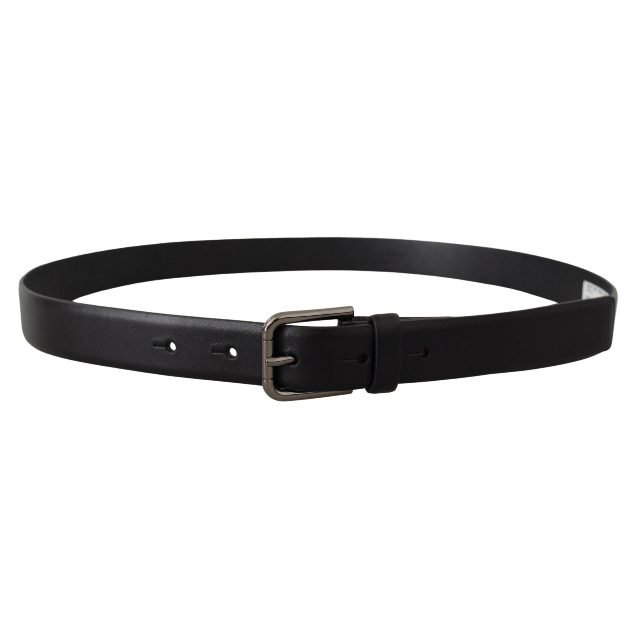 Elegant Black Leather Classic Belt