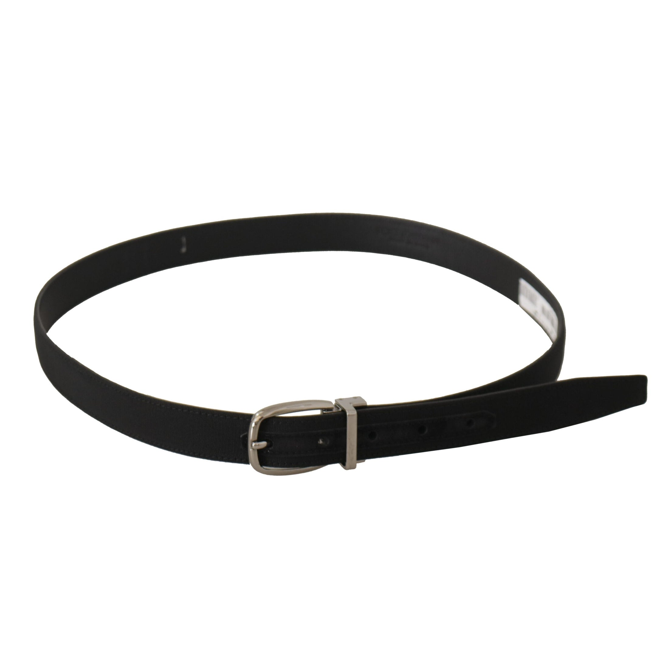 Elegant Black Canvas & Leather Belt