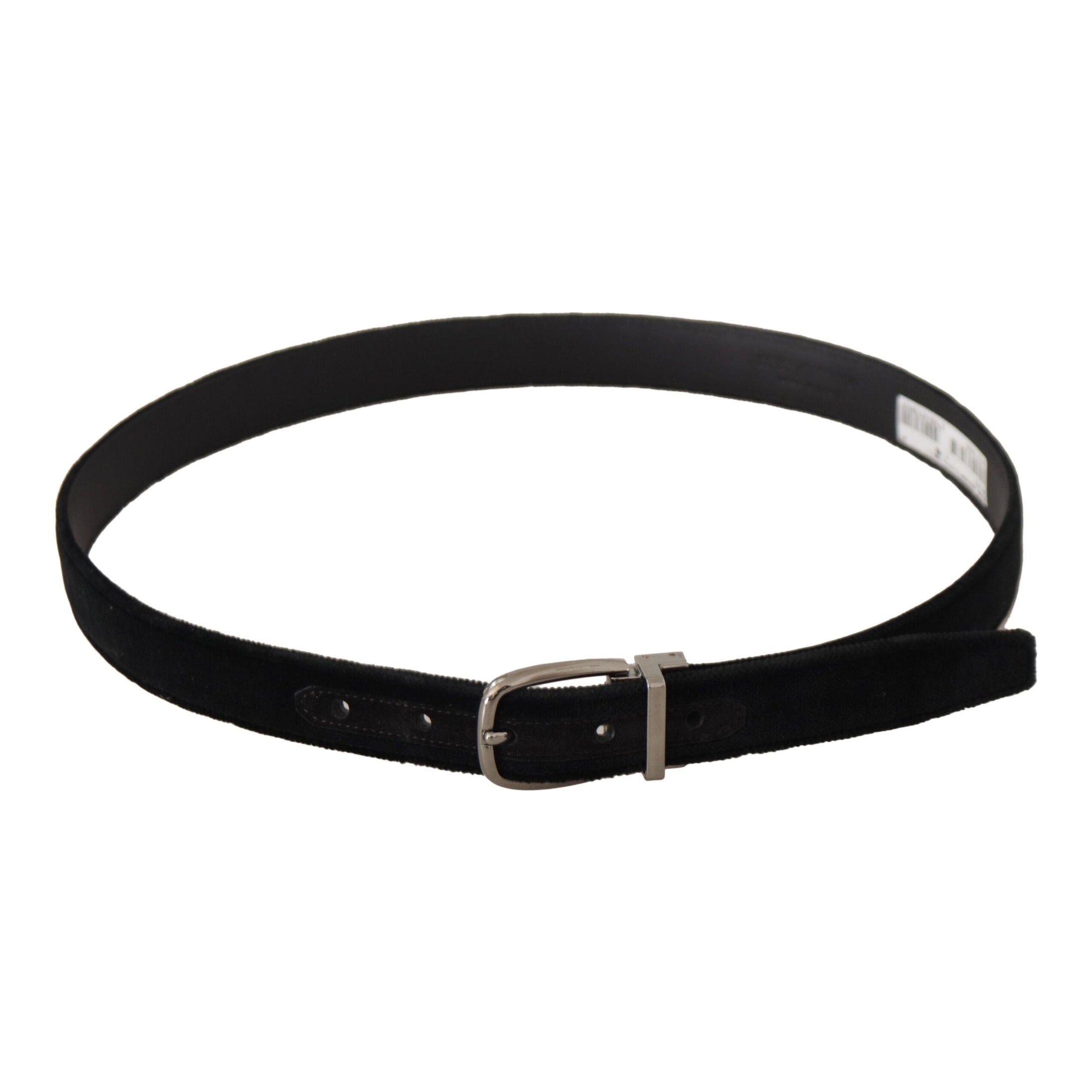 Elegant Black Velvet Engraved Buckle Belt