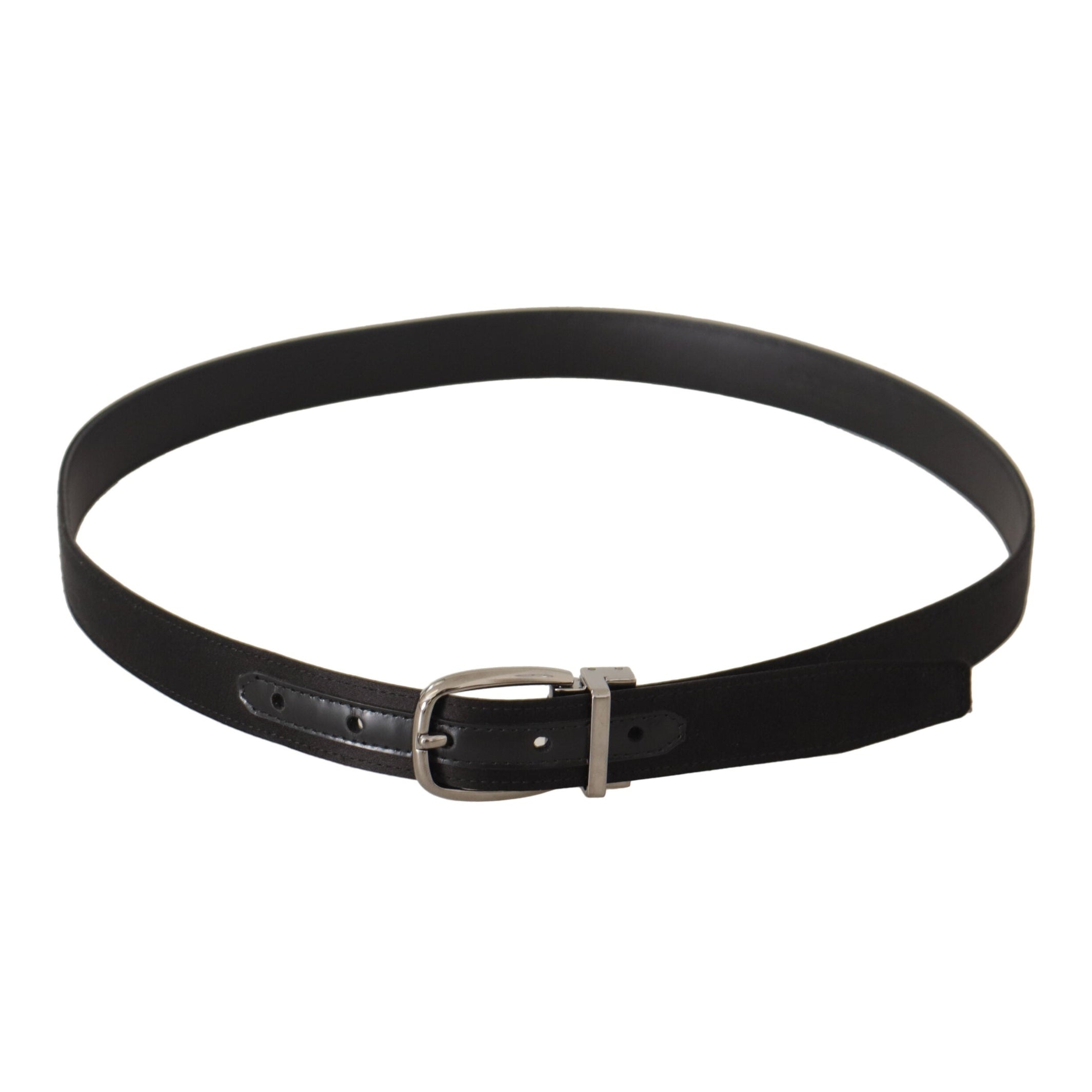 Elegant Silk Leather Belt with Logo Buckle