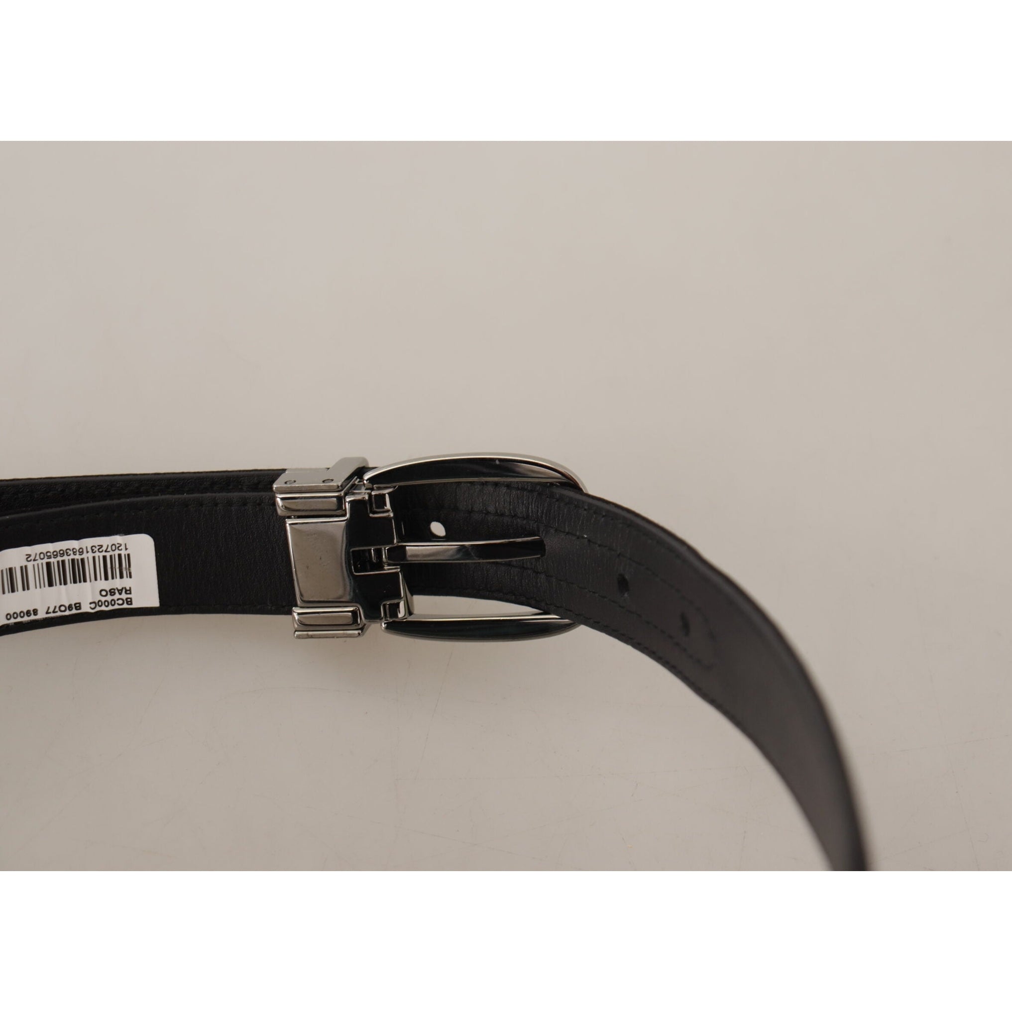 Elegant Silk Leather Belt with Logo Buckle