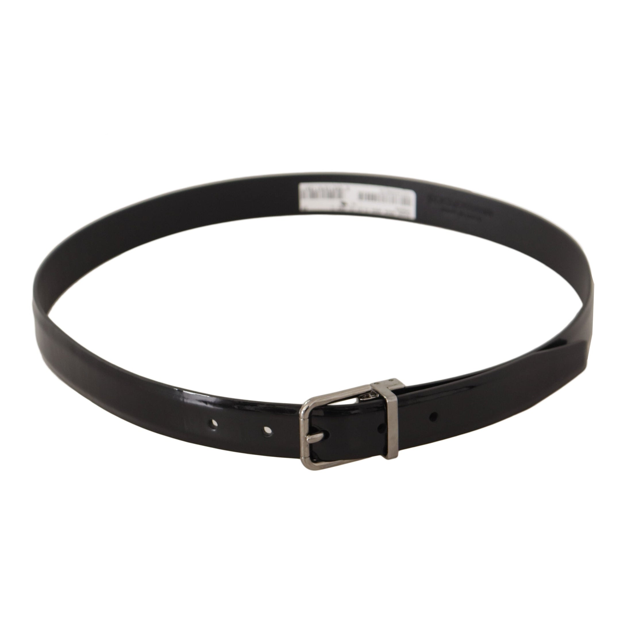 Elegant Black Leather Belt with Metal Buckle