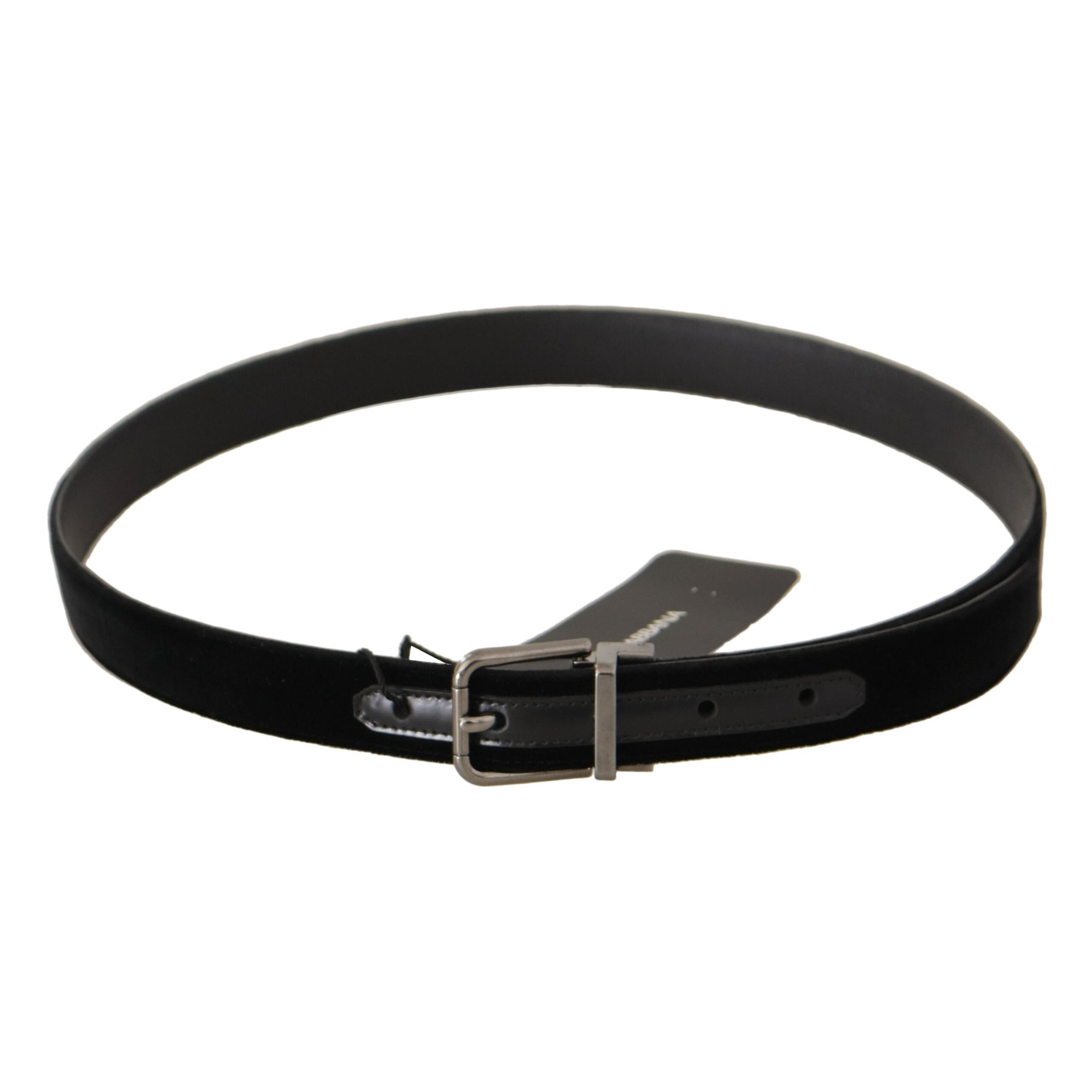 Elegant Black Cotton-Leather D&G Belt