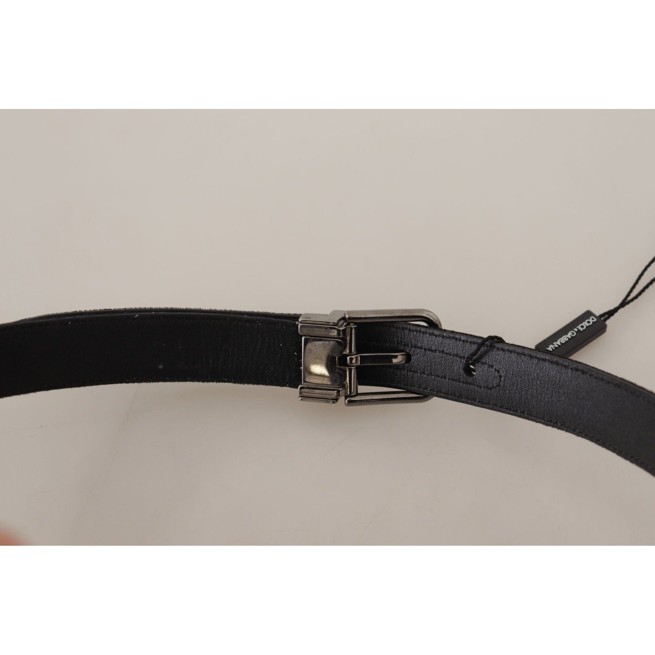 Elegant Black Cotton-Leather D&G Belt