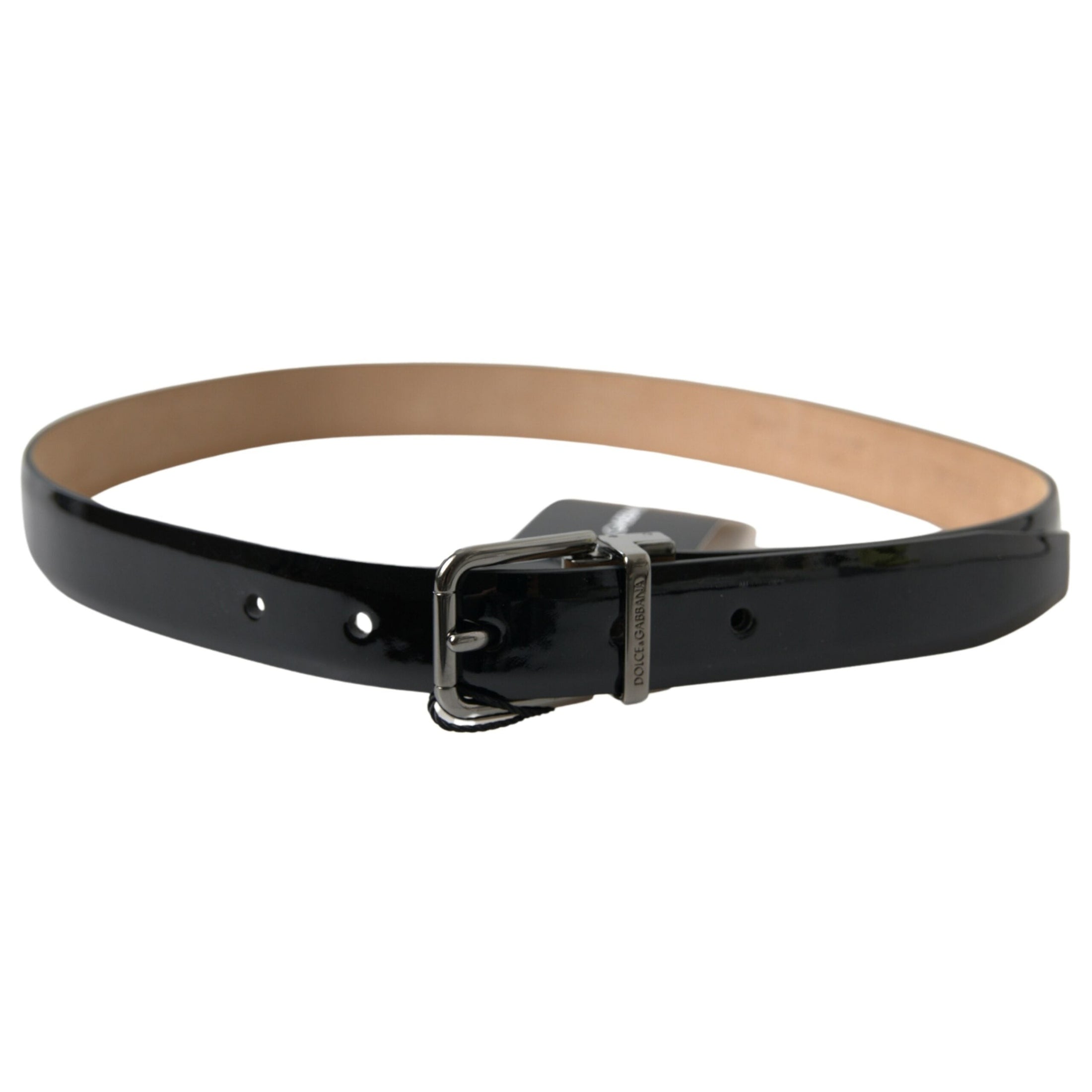 Elegant Black Leather Belt with Metal Buckle