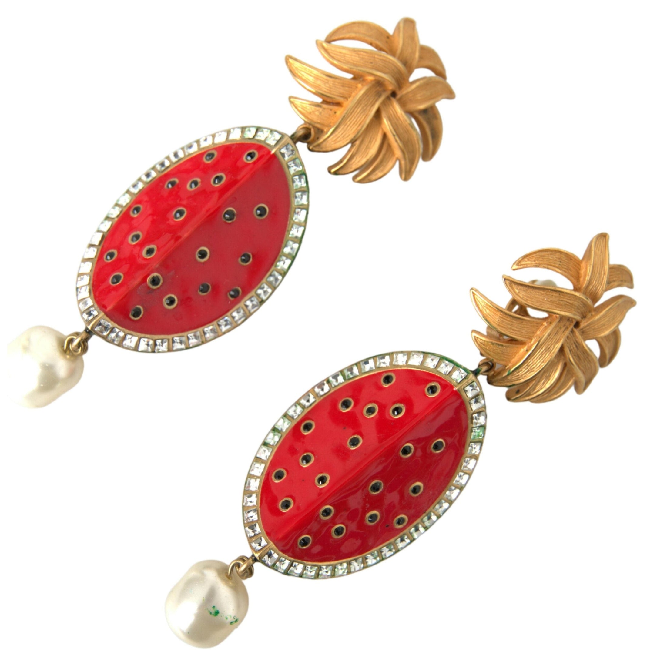 Radiant Red Watermelon Clip-On Earrings