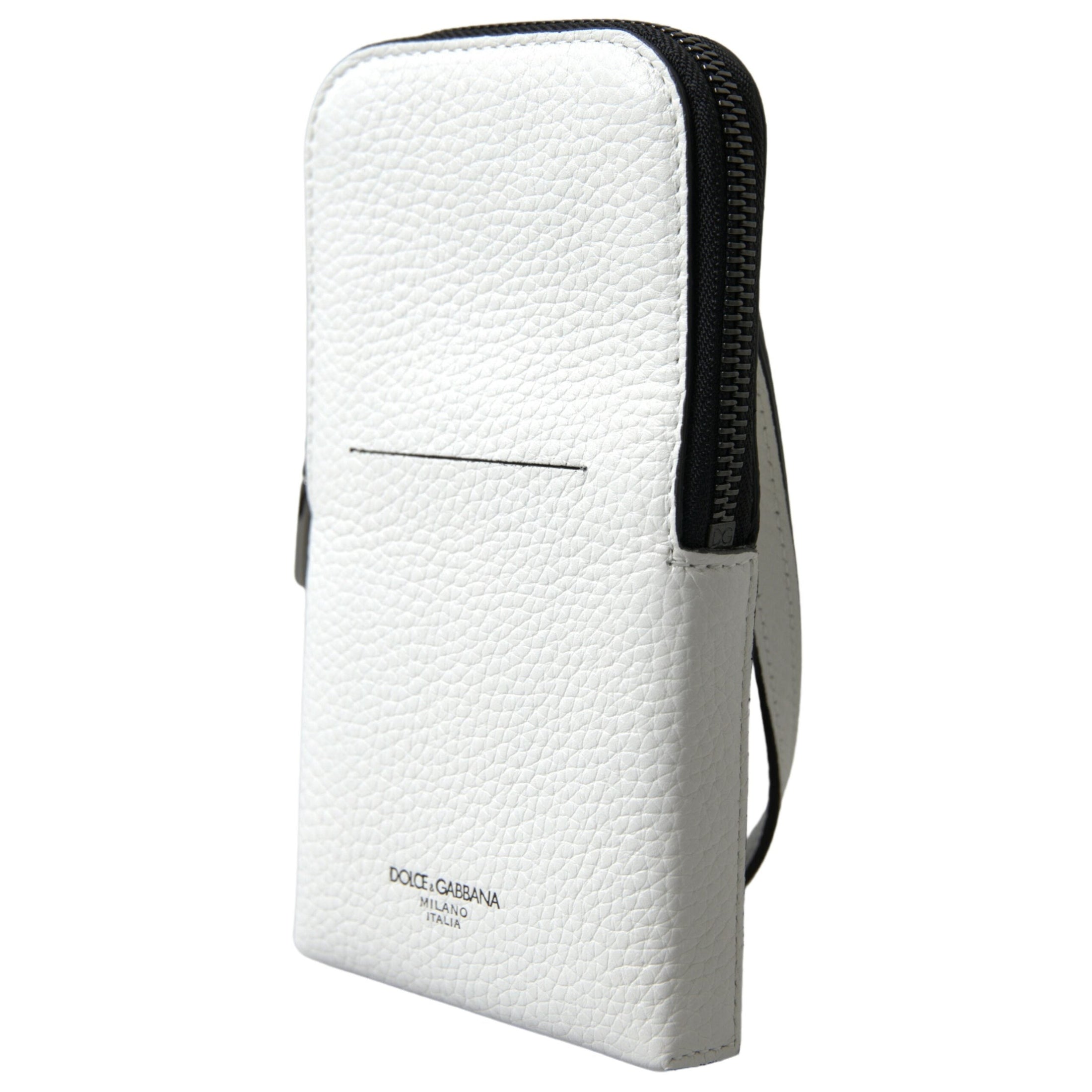 Elegant White Leather Phone Crossbody Bag