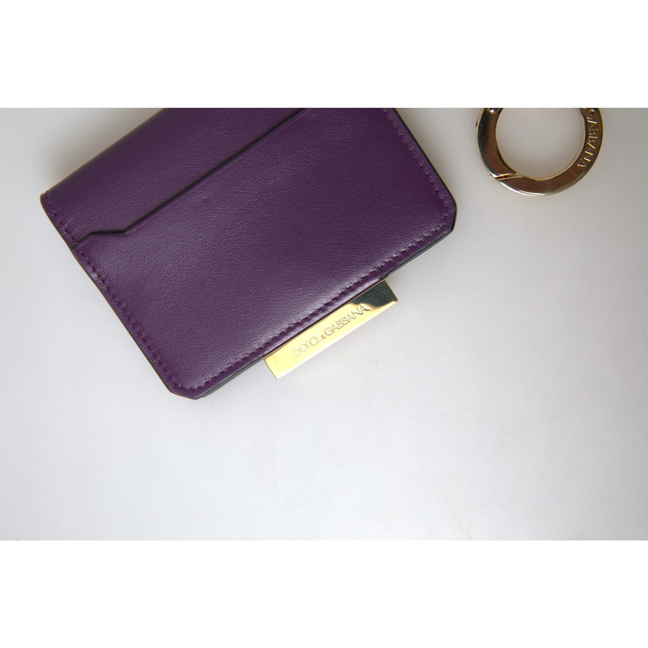 Purple Leather French Flap Wallet