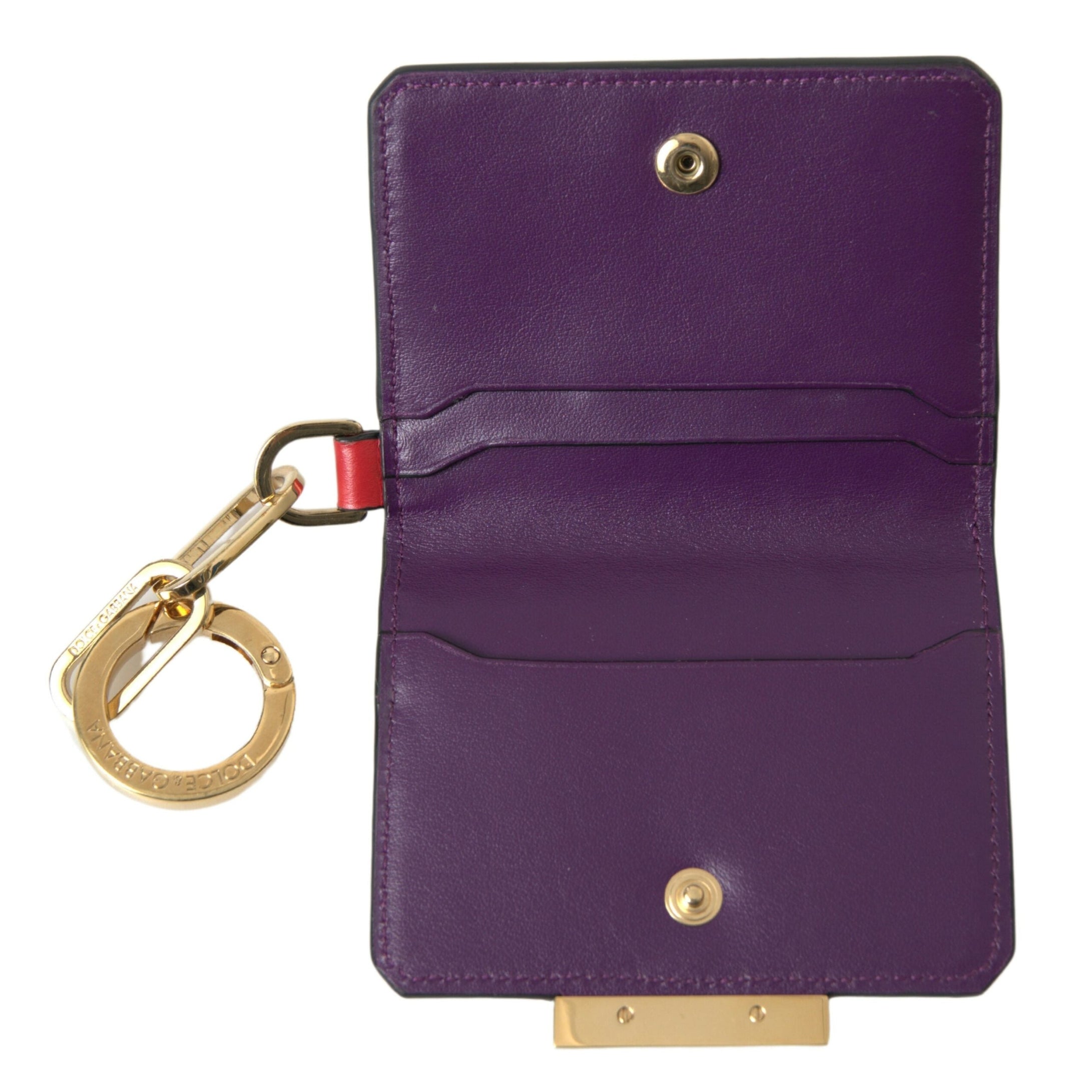 Purple Leather French Flap Wallet