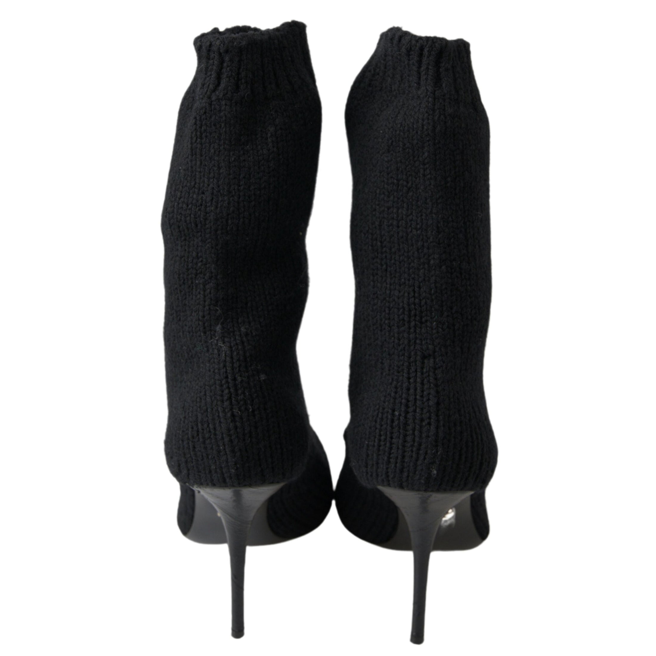 Elegant Black Viscose Mid-Calf Boots