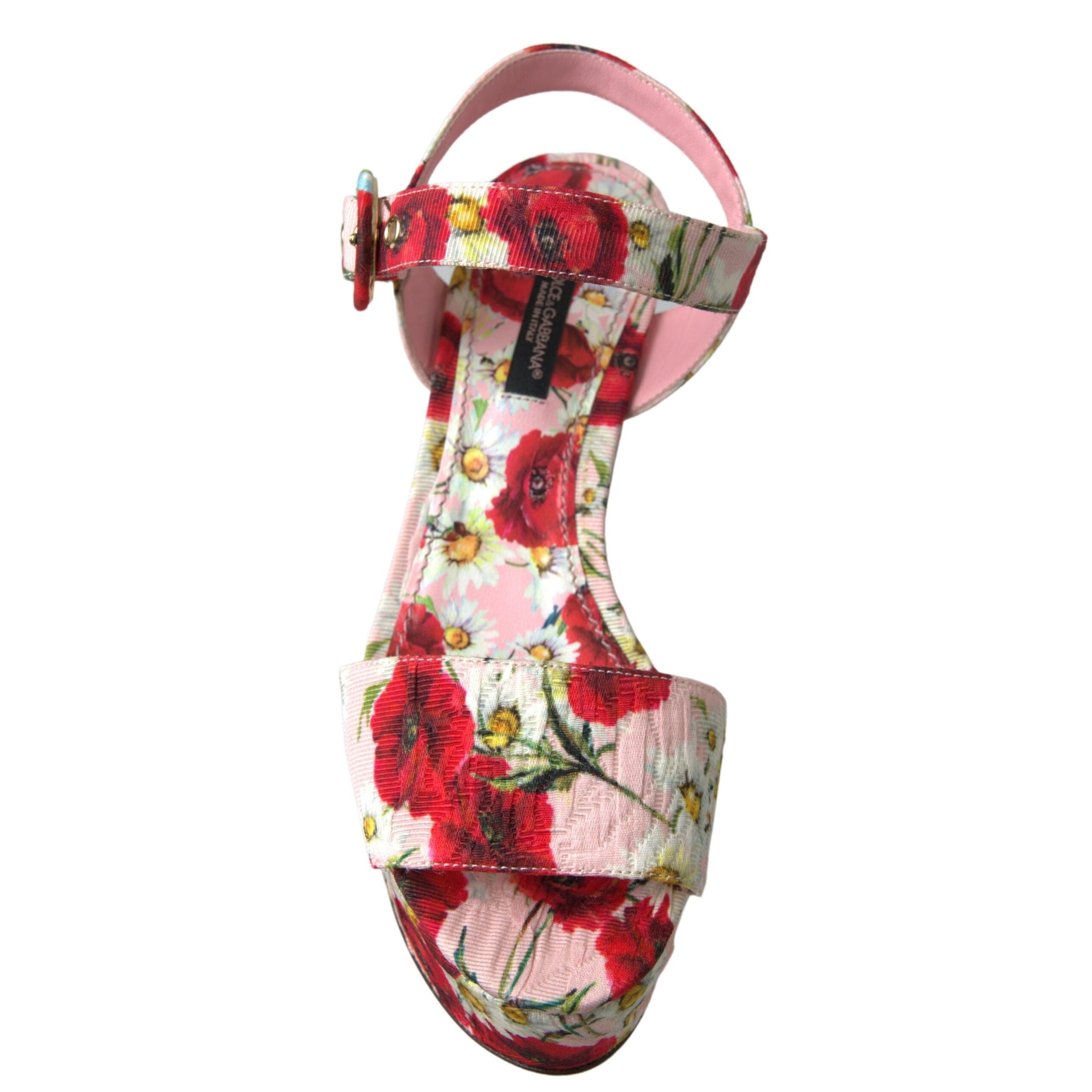 Floral Ankle Strap Wedge Sandals