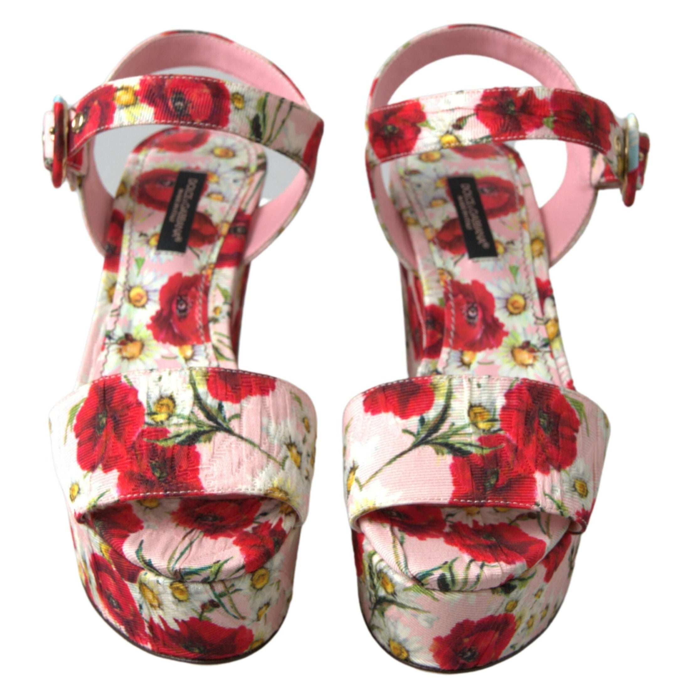 Floral Ankle Strap Wedge Sandals