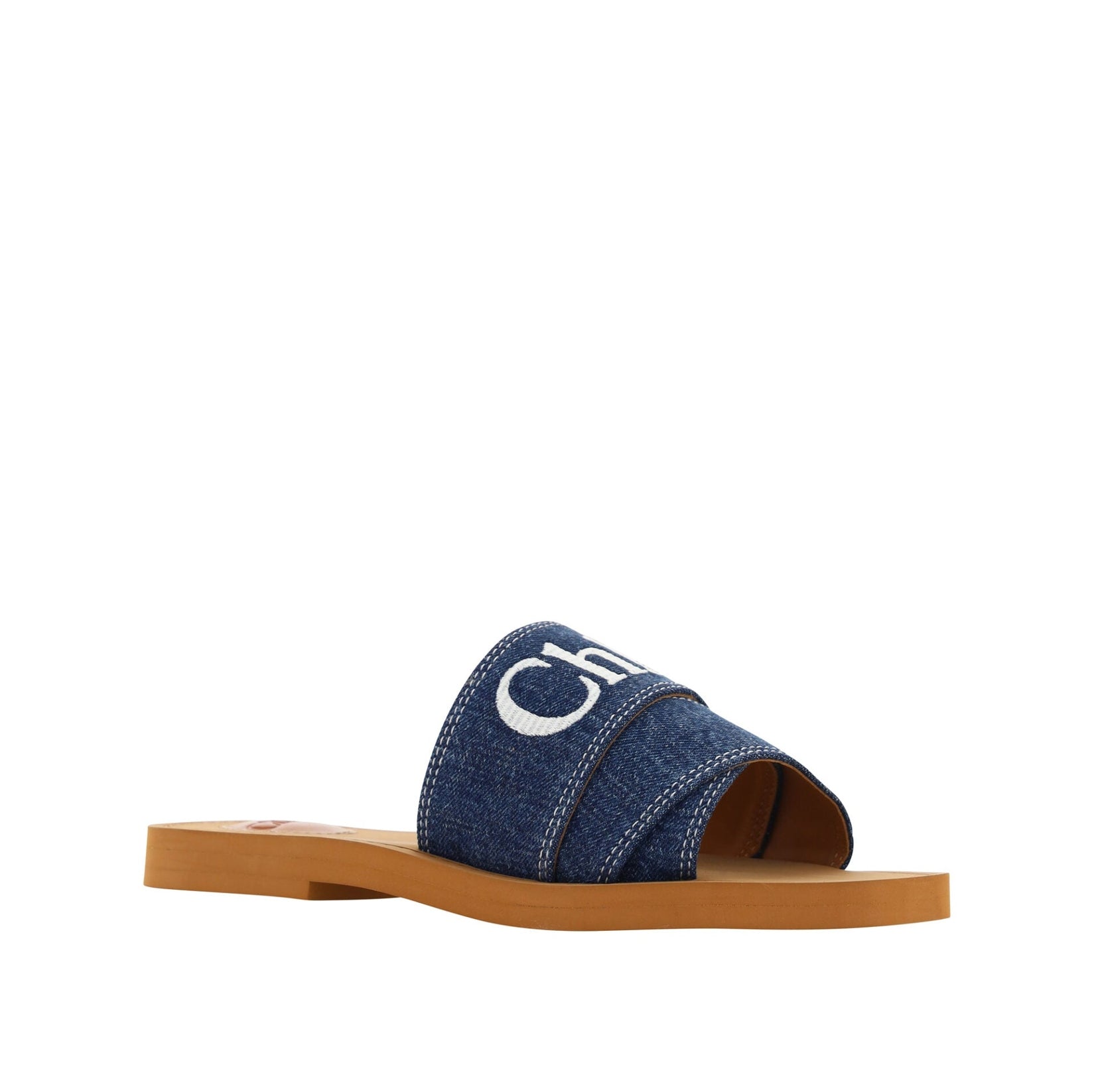 Sumptuous Cotton Woody Slide Sandals in Denim Blue