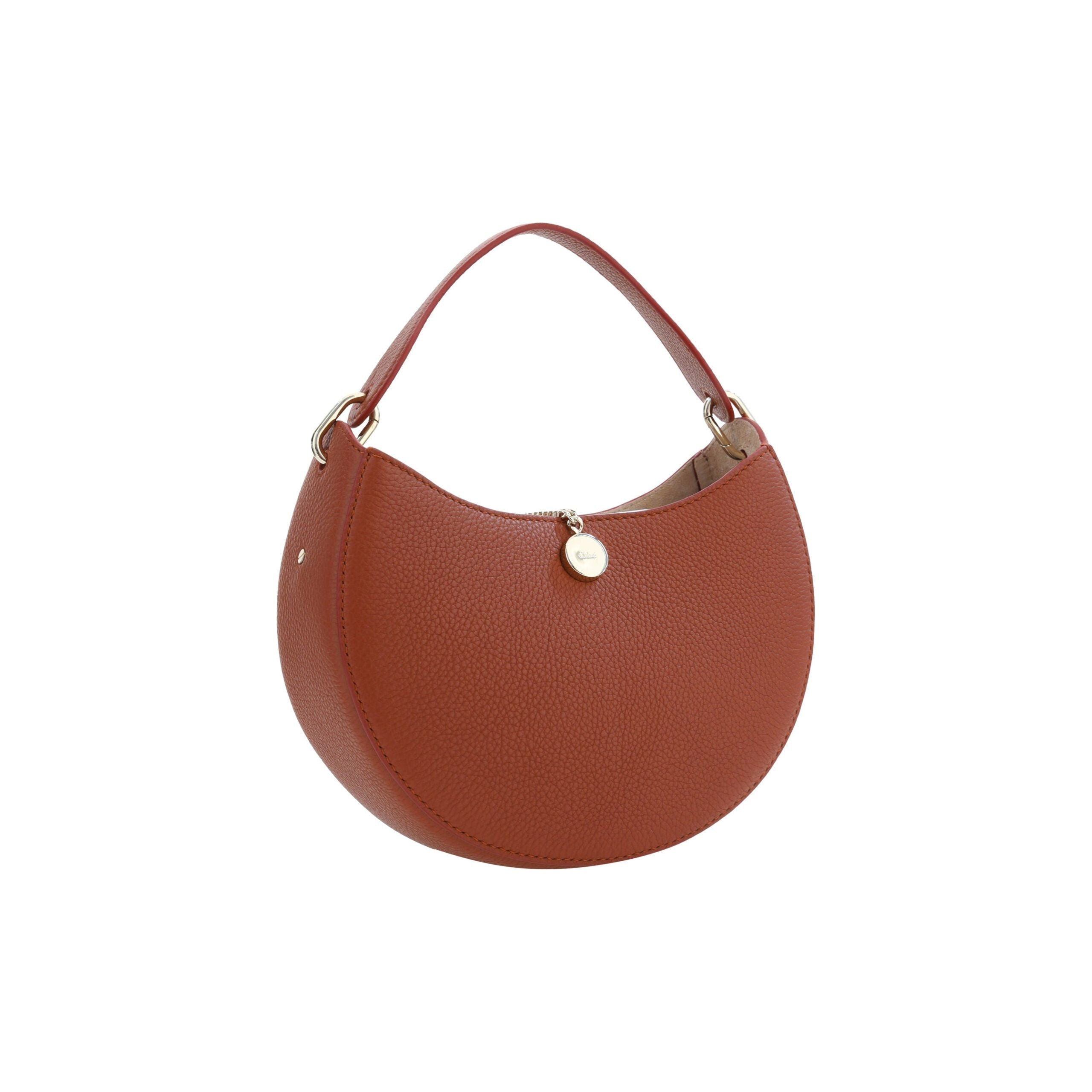 Sepia Brown Small Arlène Leather Shoulder Bag