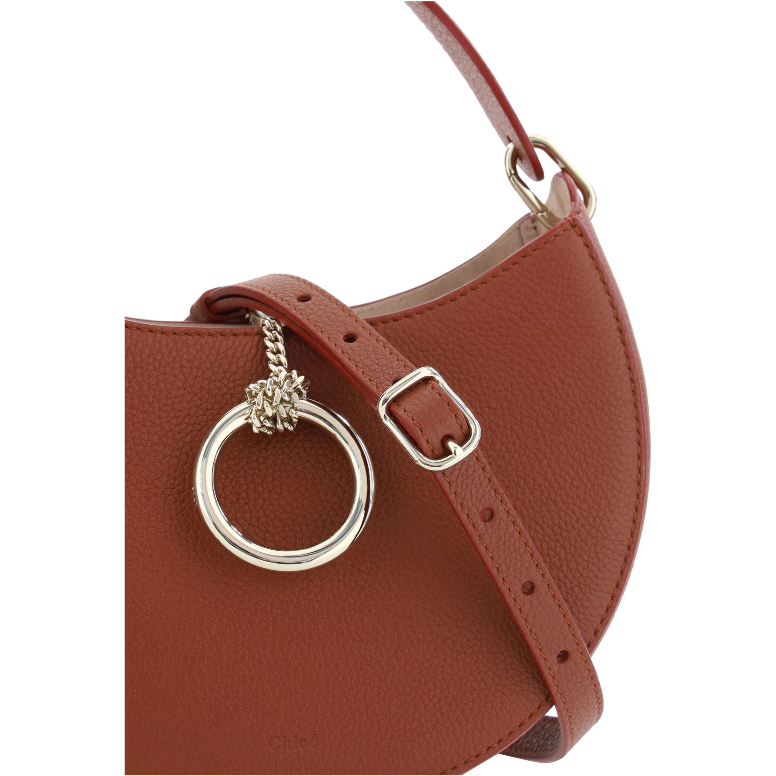 Sepia Brown Small Arlène Leather Shoulder Bag