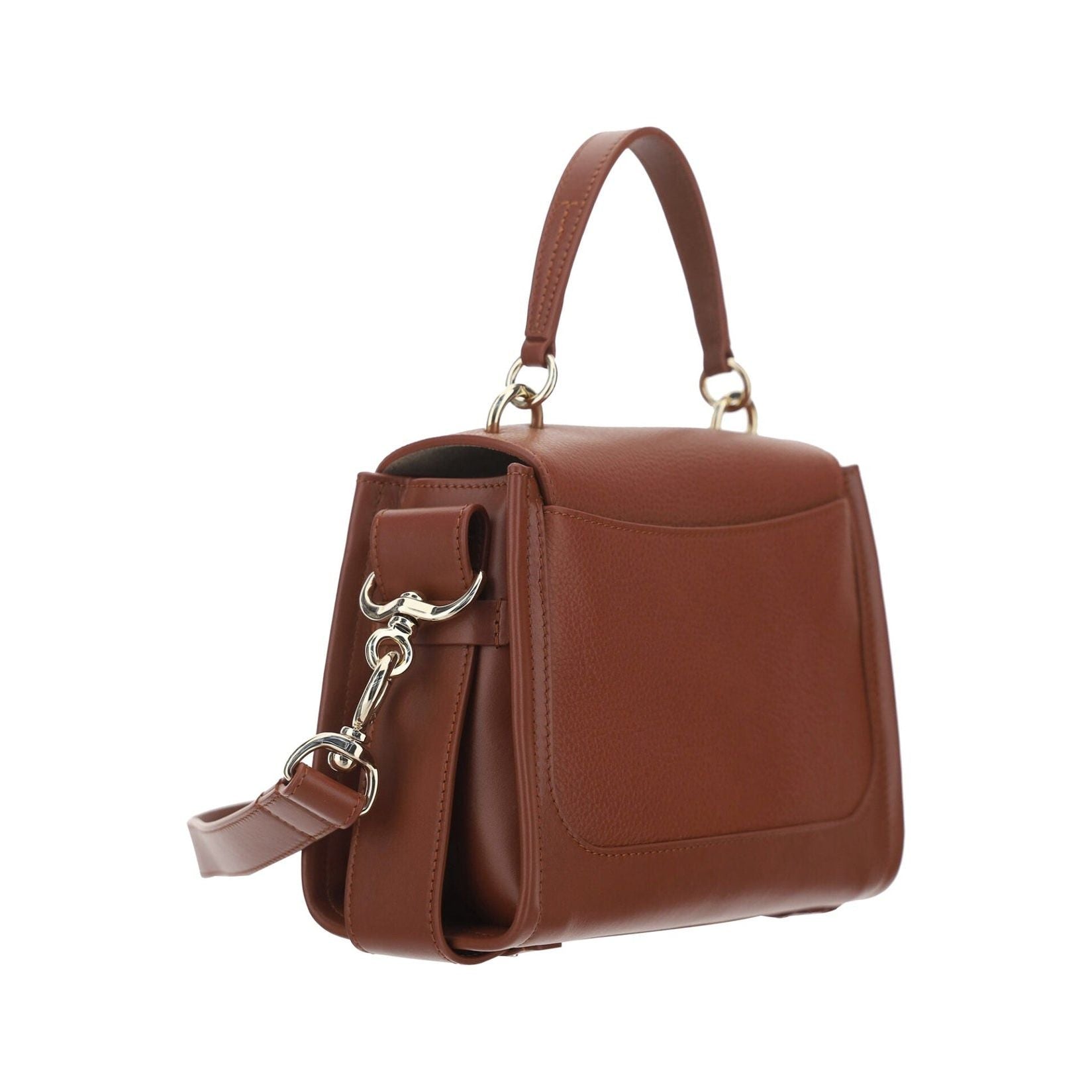 Elegant Sepia Brown Calfskin Shoulder Handbag