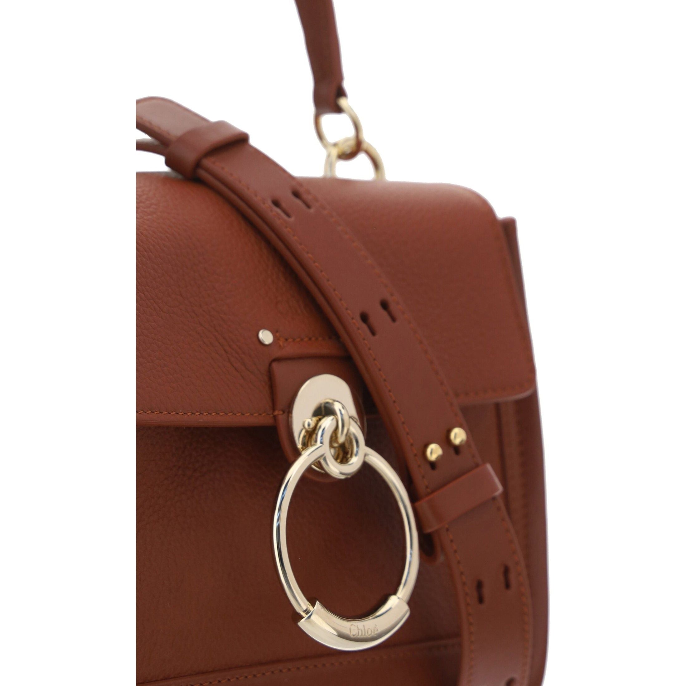 Elegant Sepia Brown Calfskin Shoulder Handbag