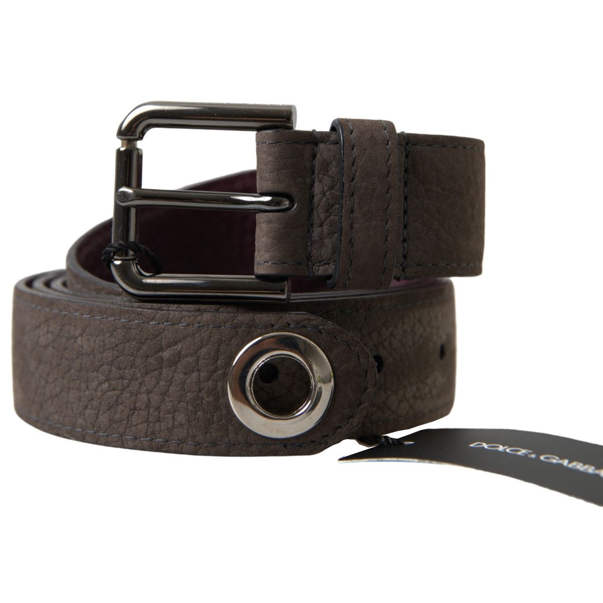 Elegant Brown Leather Belt with Metal Buckle