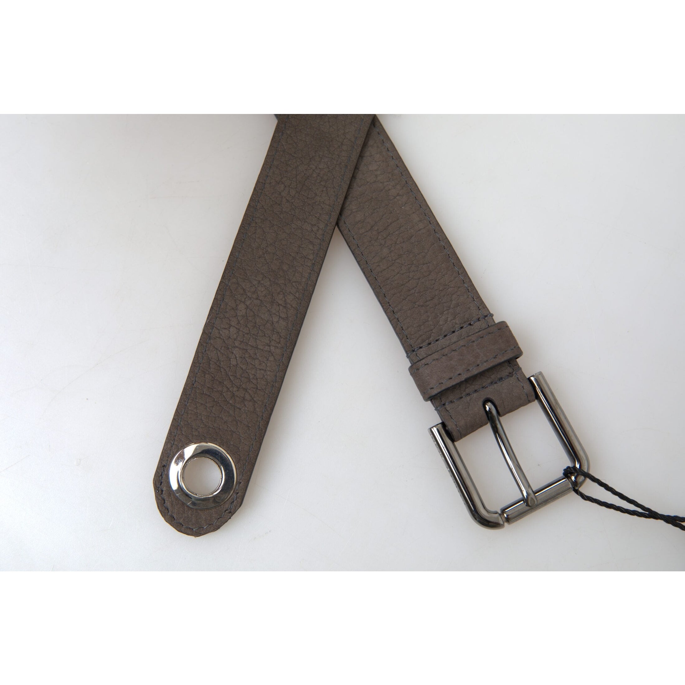 Elegant Brown Leather Belt with Metal Buckle