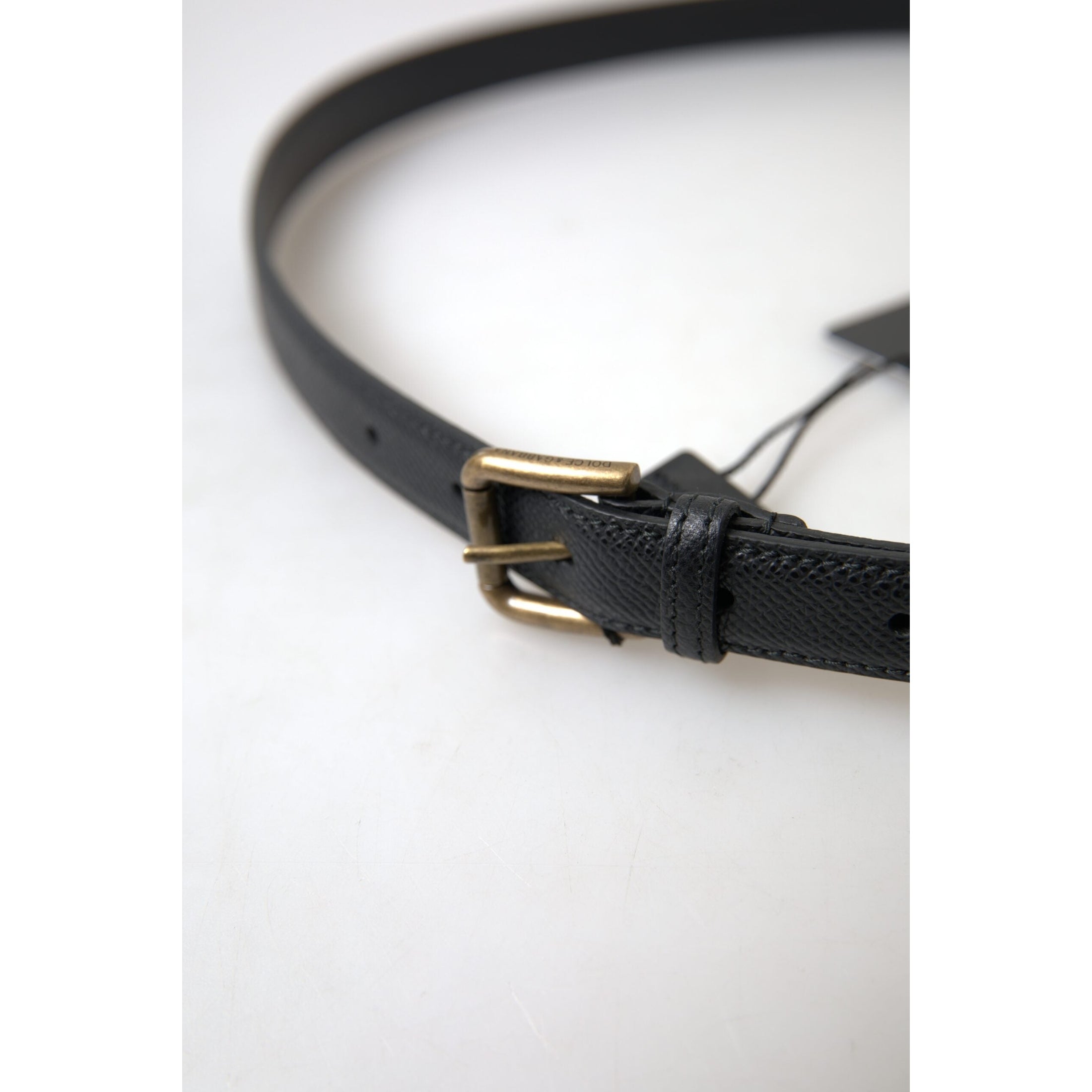 Elegant Black Italian Leather Belt