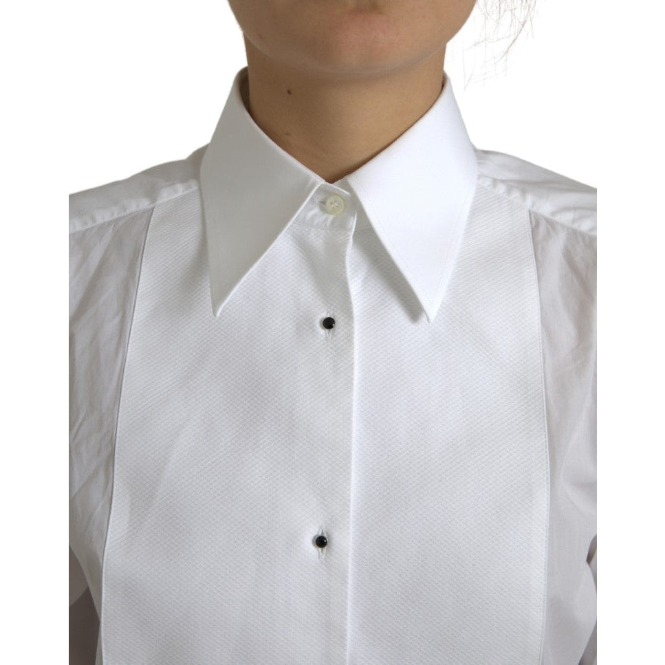 Elegant White Cotton Poplin Dress Shirt