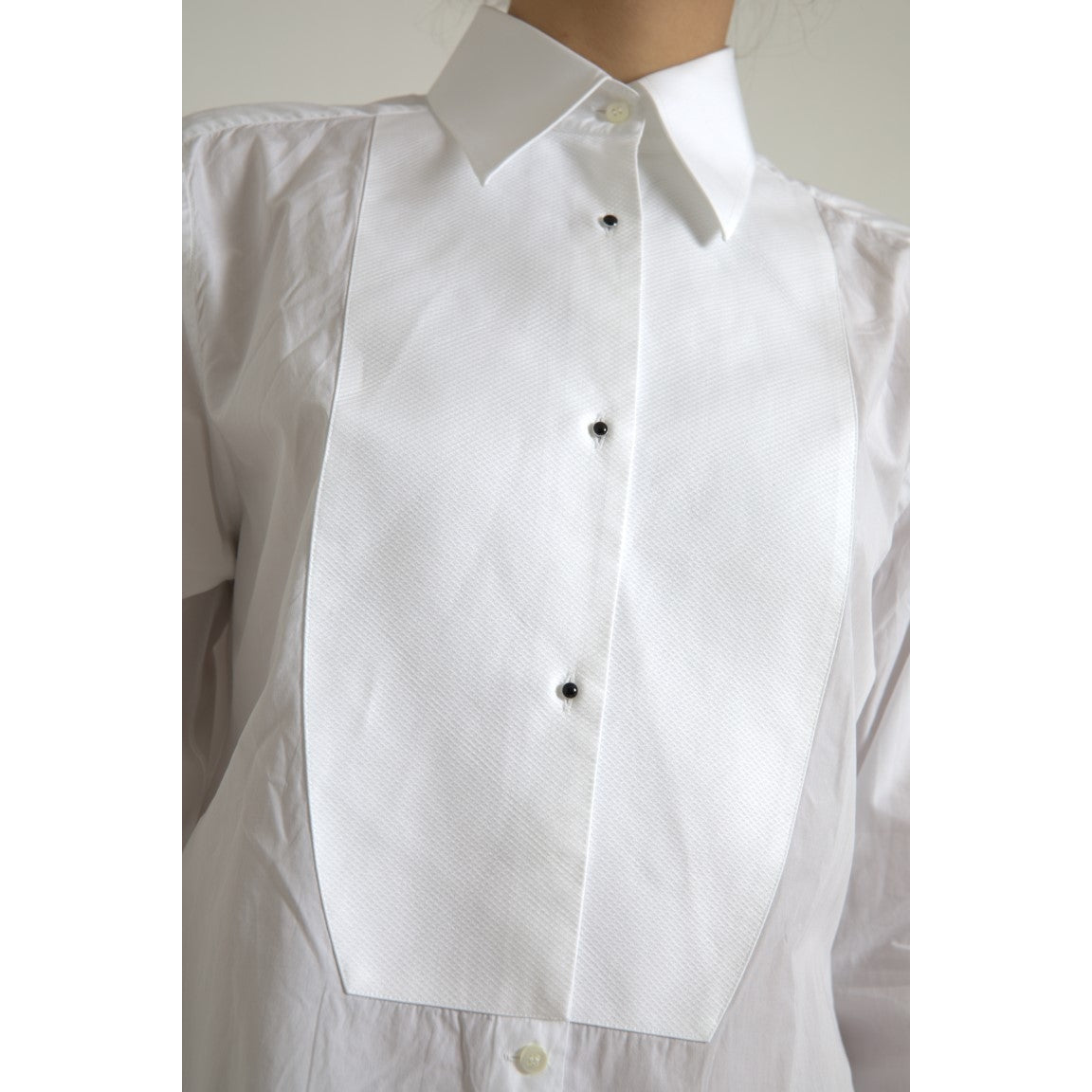 Elegant White Cotton Poplin Dress Shirt