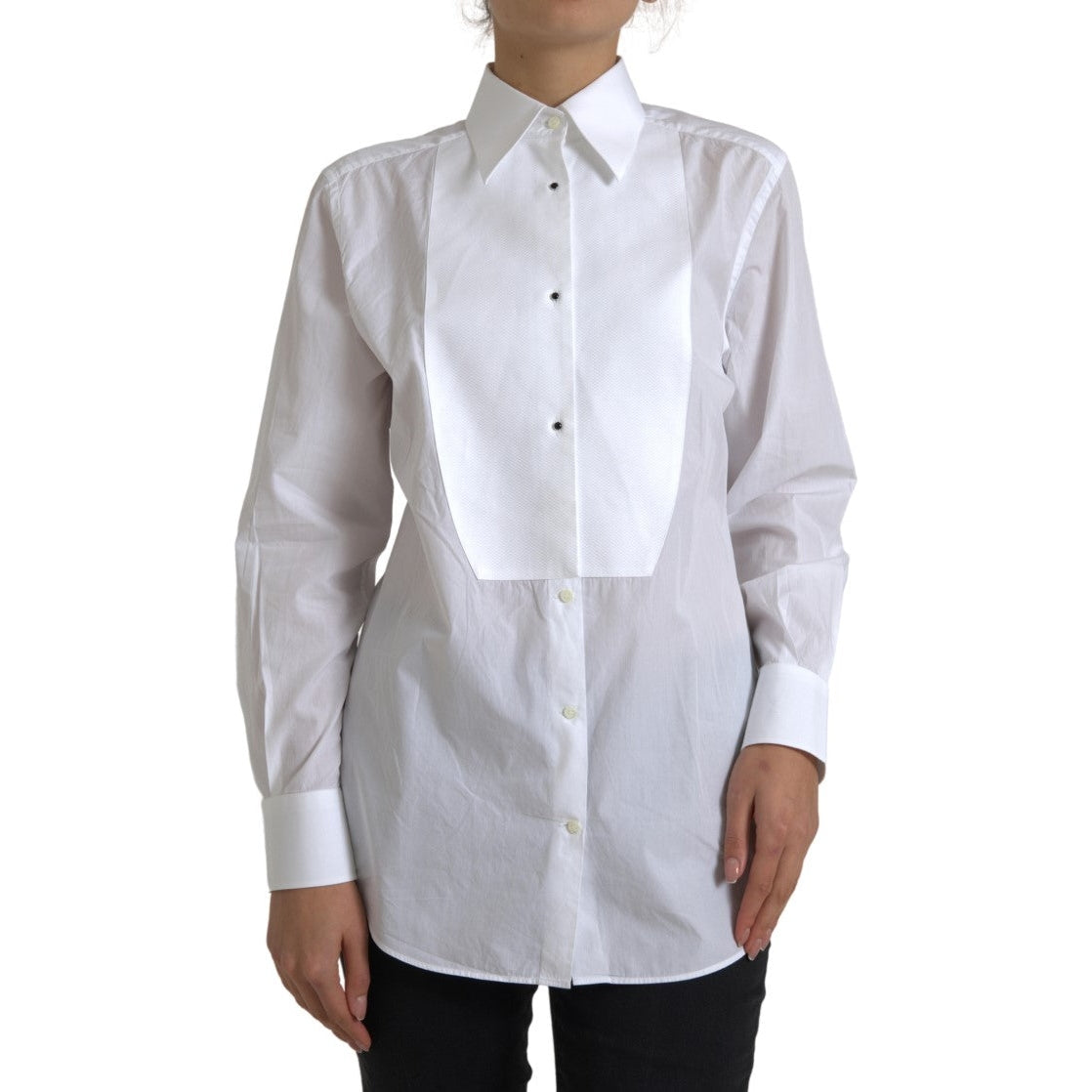 Elegant White Cotton Poplin Dress Shirt