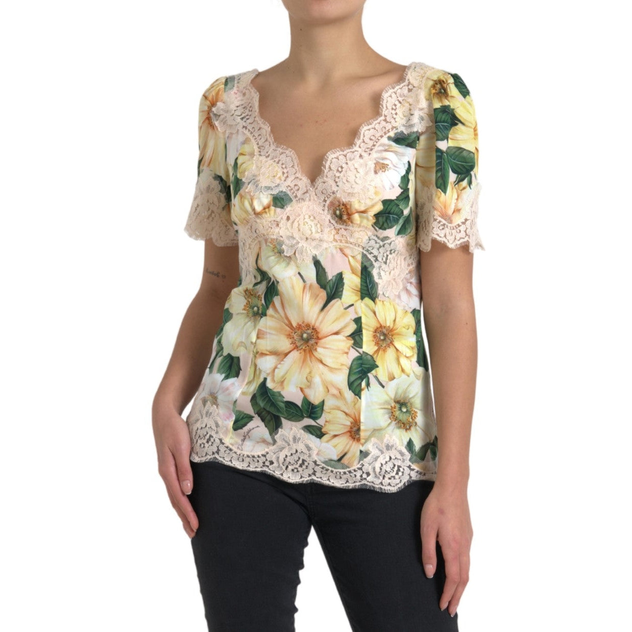 Elegant Floral Print Silk Blouse