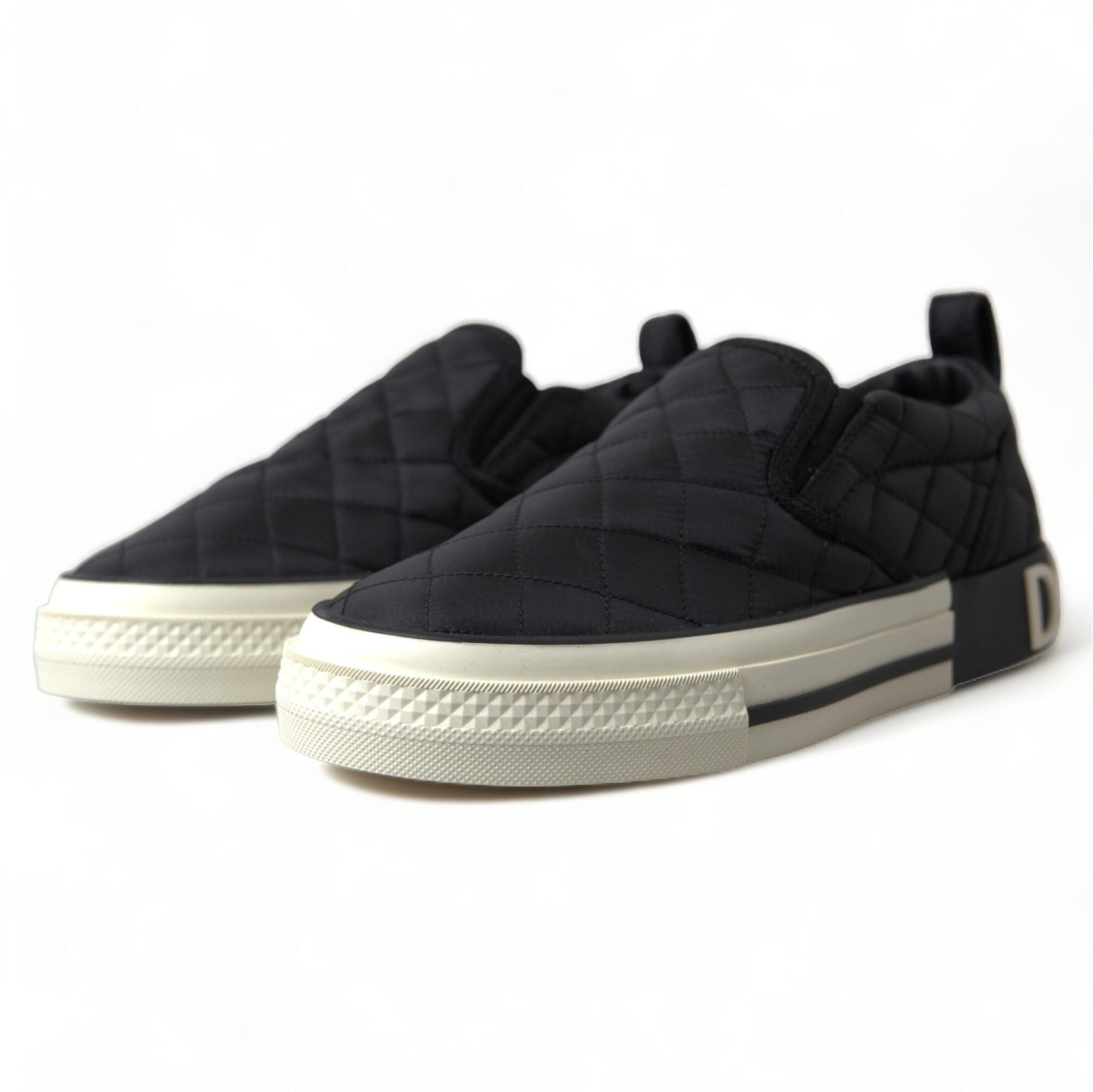 Elegant Quilted Black Canvas Sneakers