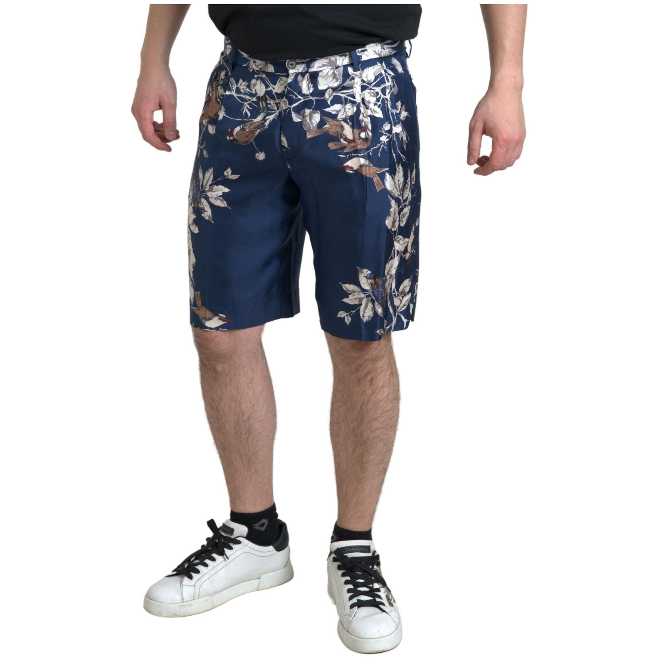 Silken Floral Bermuda Shorts in Blue