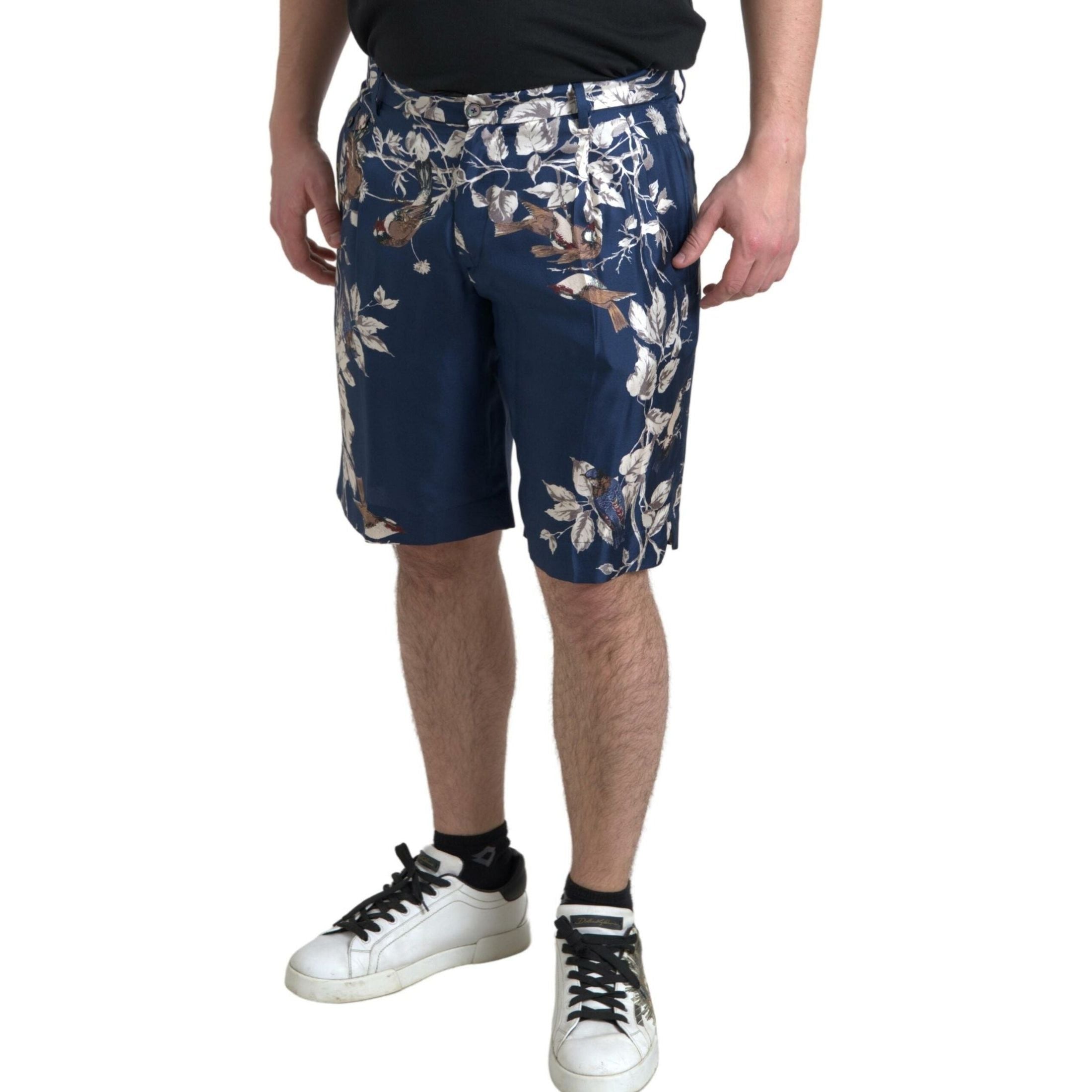 Silken Floral Bermuda Shorts in Blue