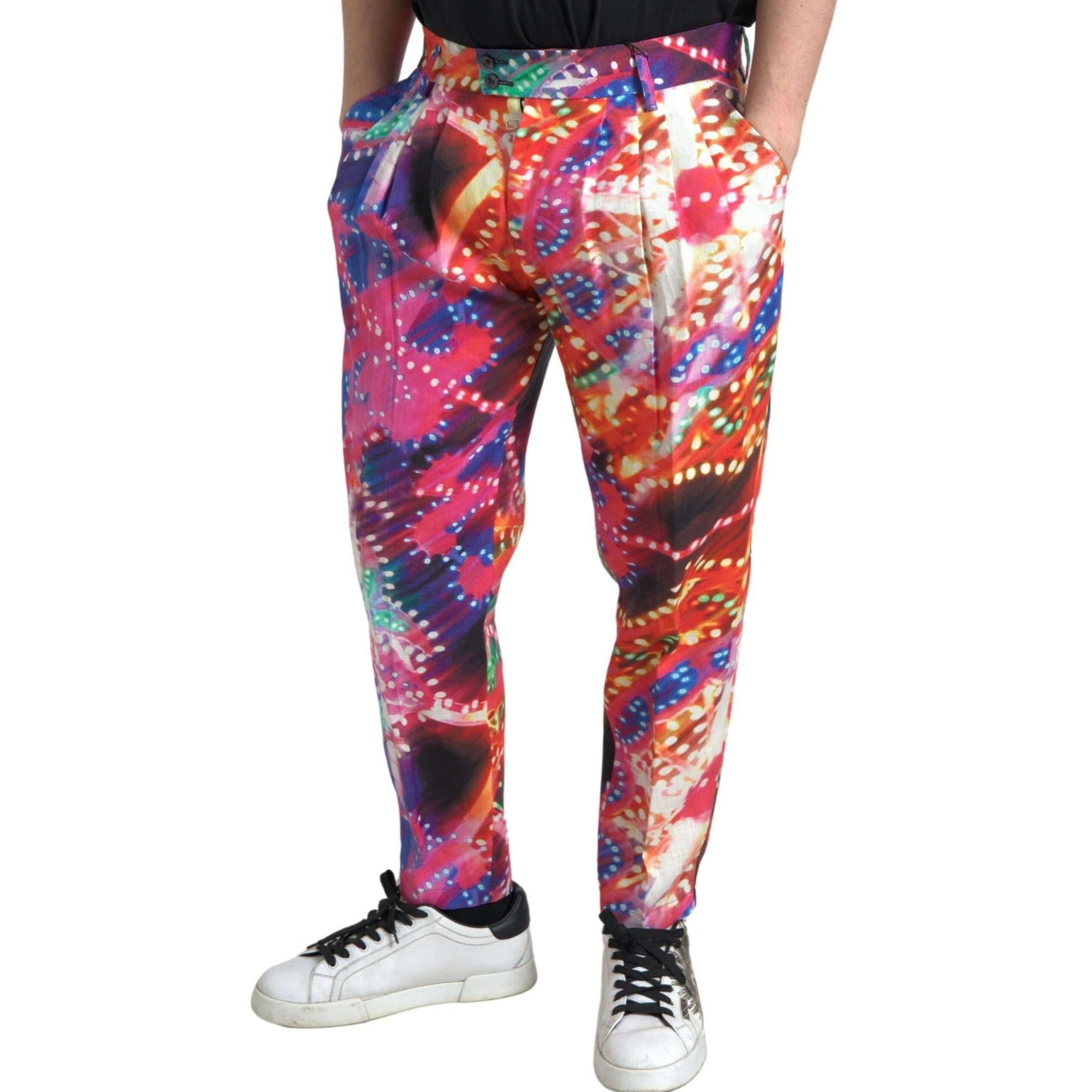 Multicolor Linen Chino Pants - Italian Elegance