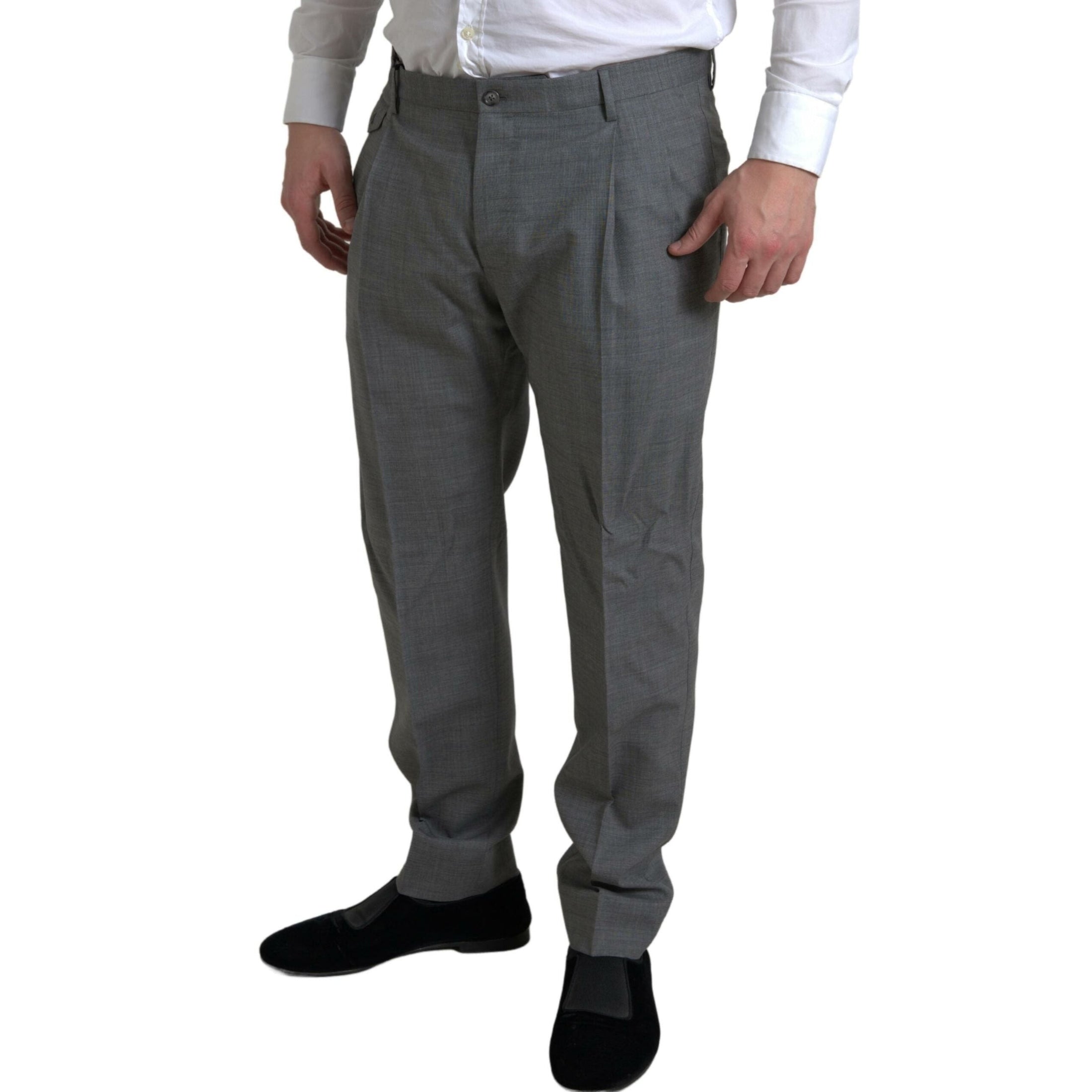 Elegant Skinny Wool Dress Pants in Grey