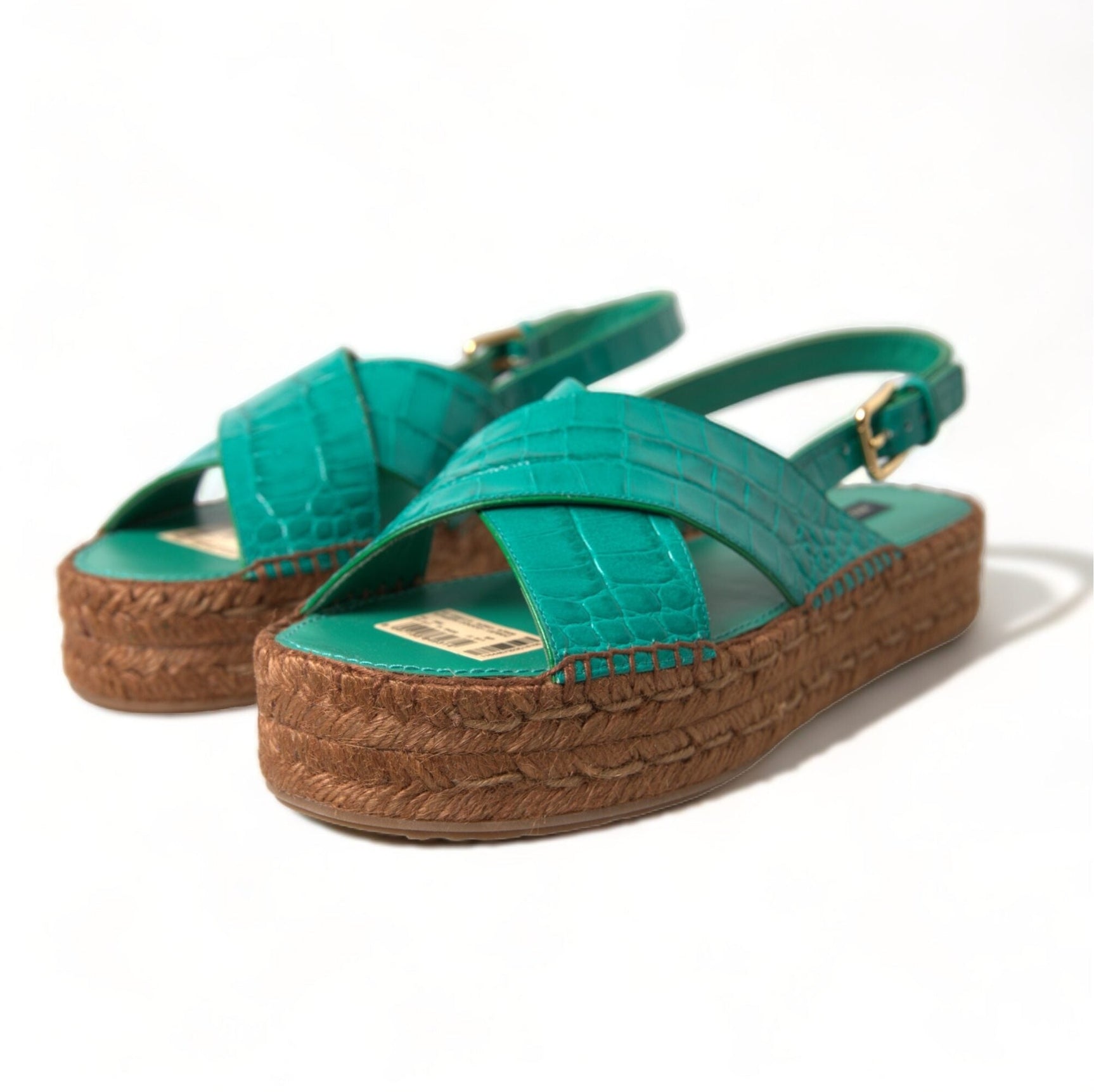 Elegant Green Espadrille Platform Sandals