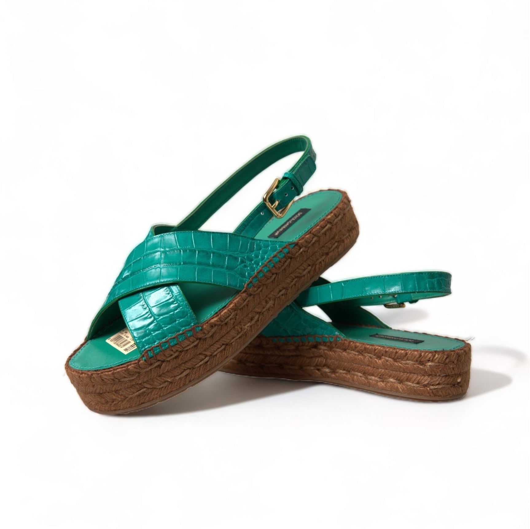 Elegant Green Espadrille Platform Sandals