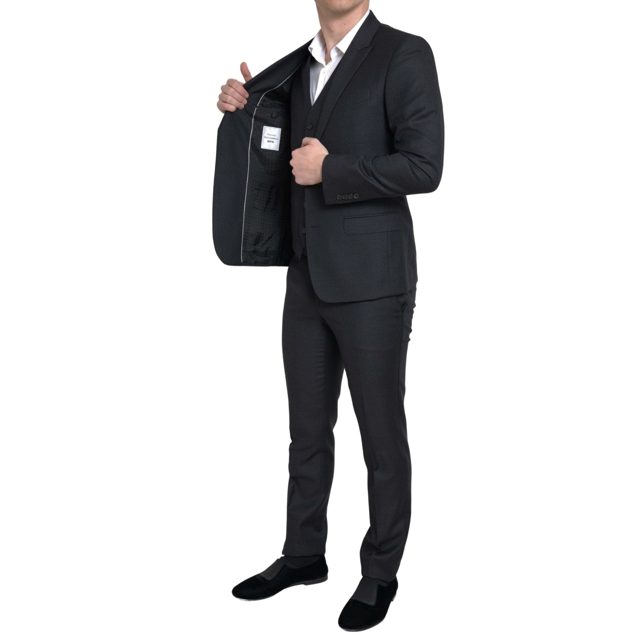 Elegant Black Martini Slim Fit 3-Piece Suit