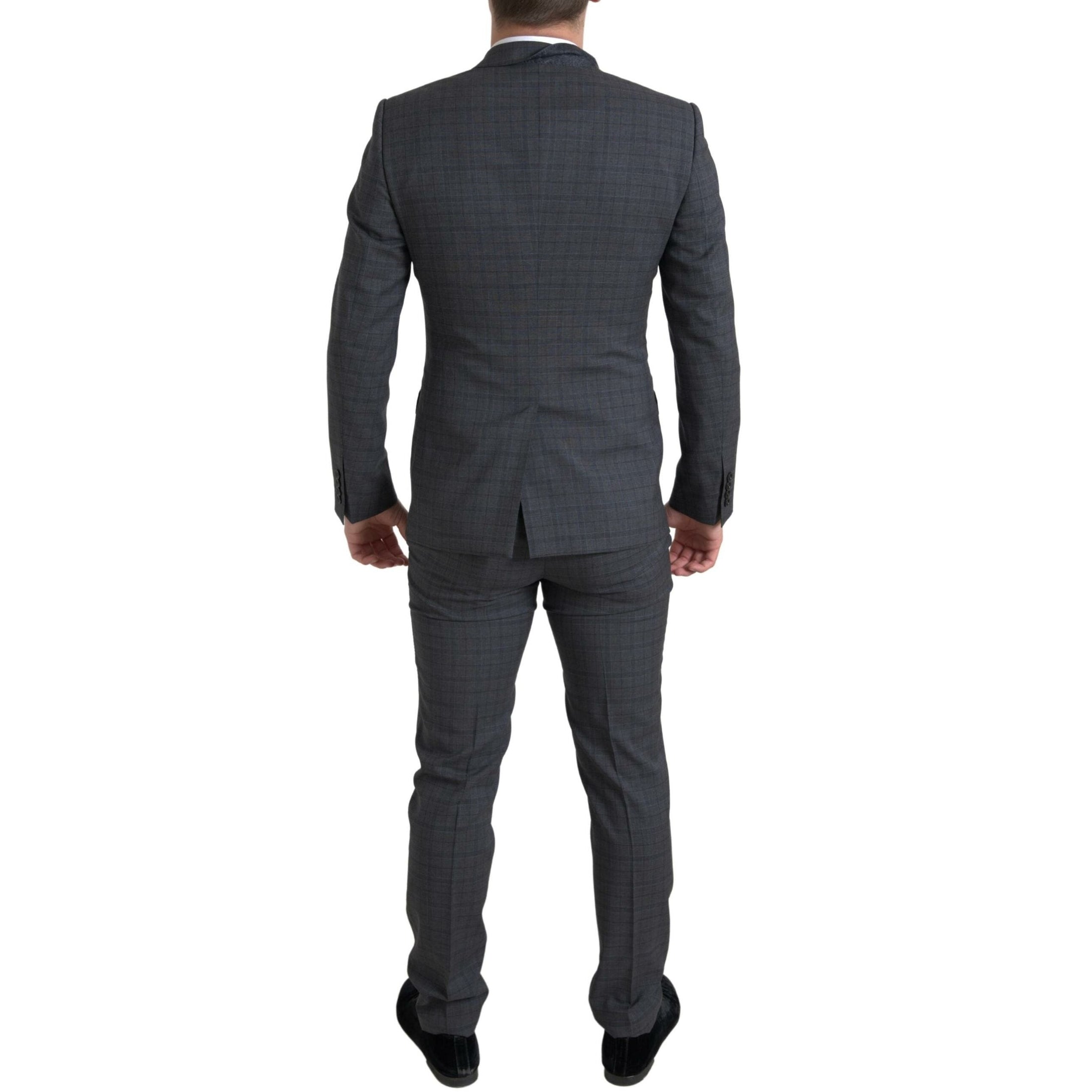 Elegant Grey Checkered Slim Fit Suit