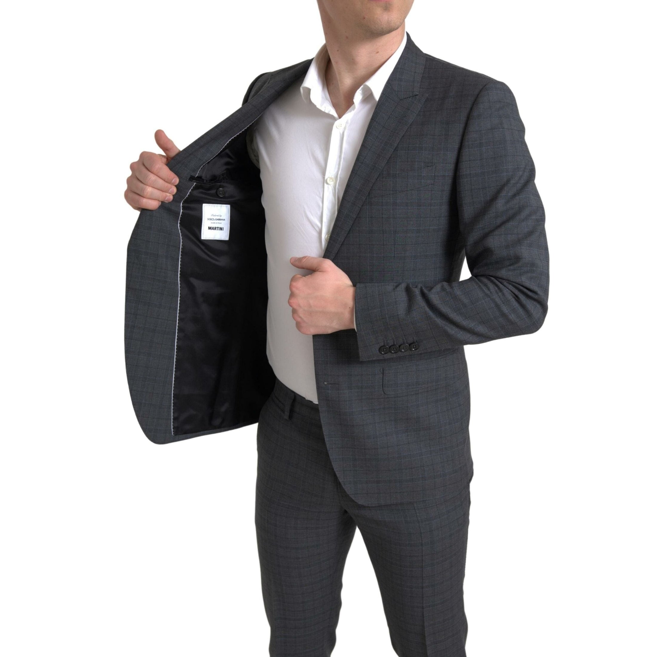 Elegant Grey Checkered Slim Fit Suit