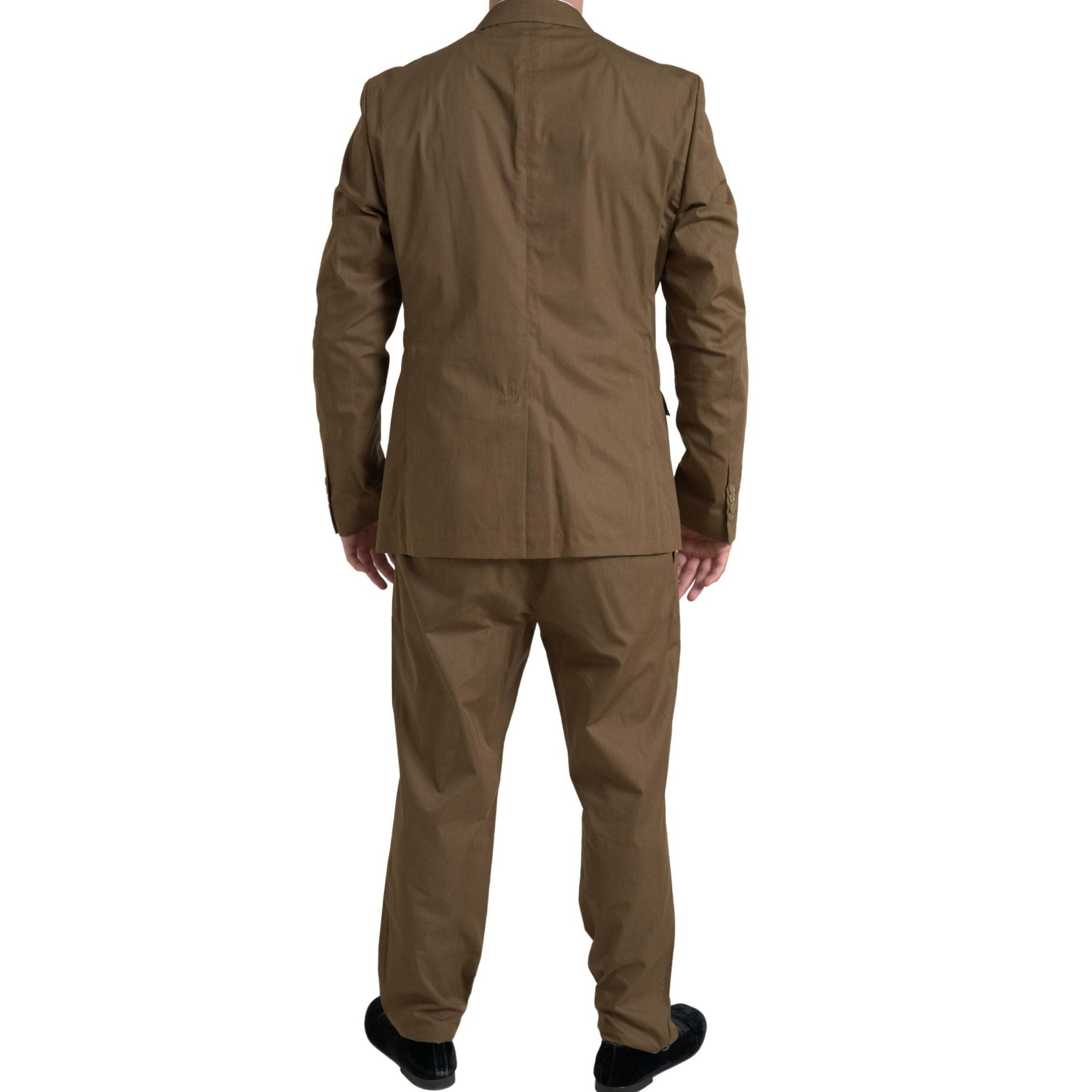 Elegant Brown Silk Blend Taormina Suit