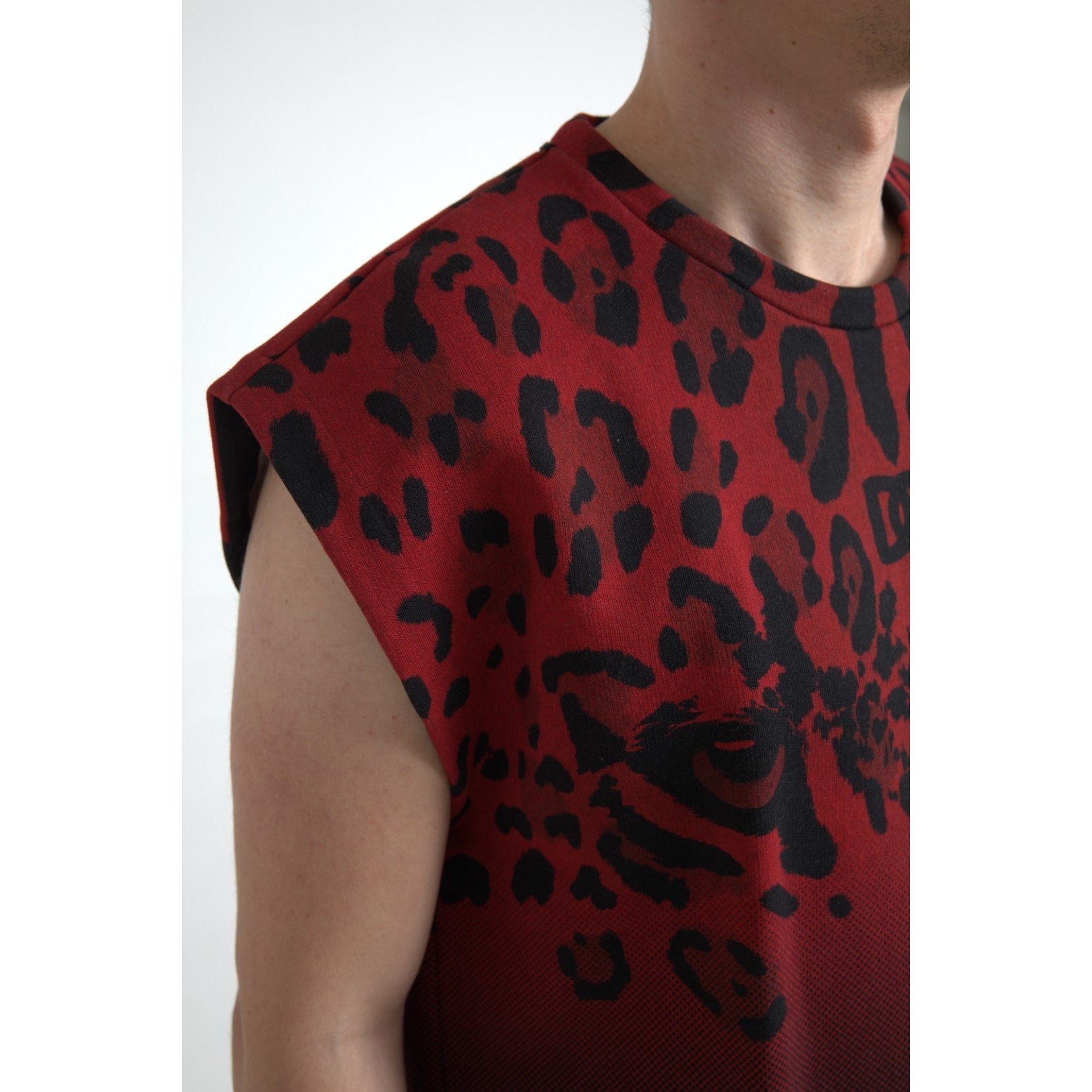 Red Leopard Print Cotton Tank Top