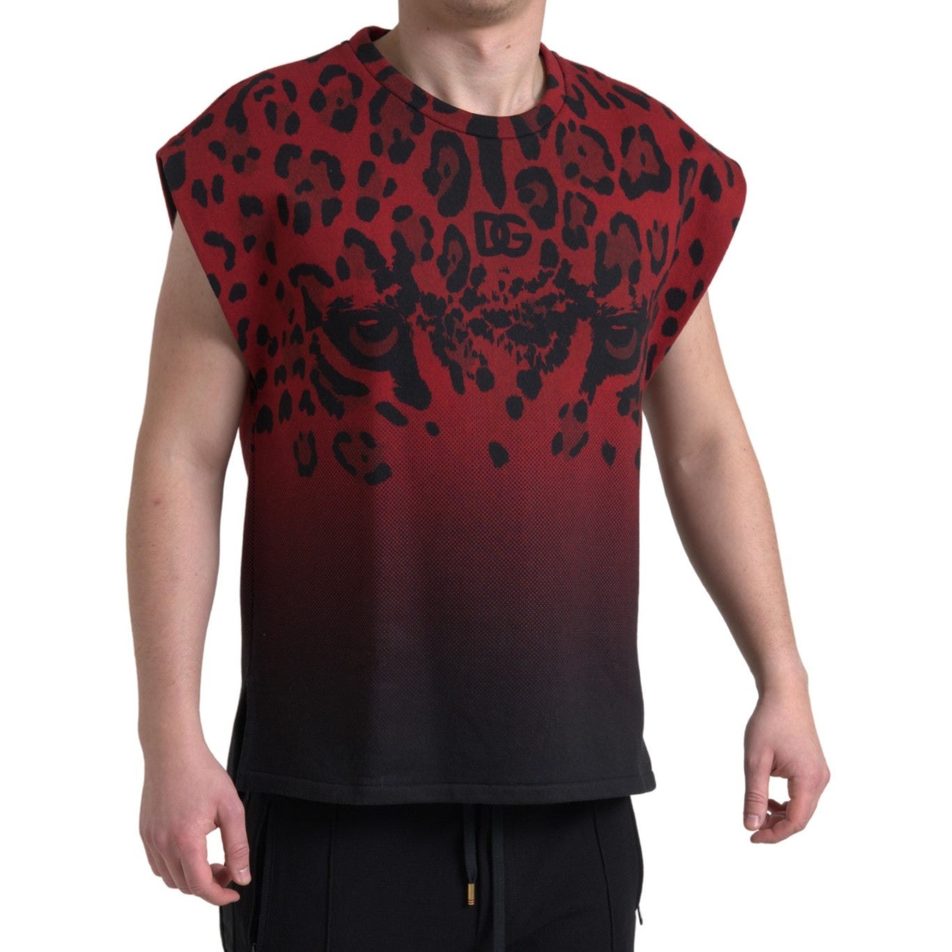 Red Leopard Print Cotton Tank Top