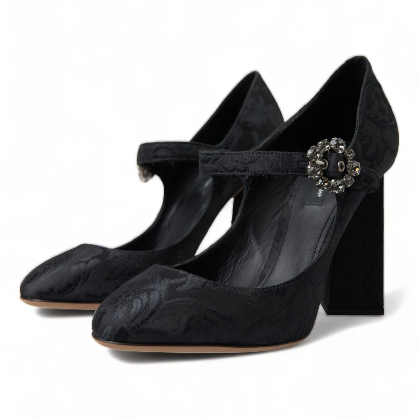 Chic Black Brocade Mary Janes Pumps