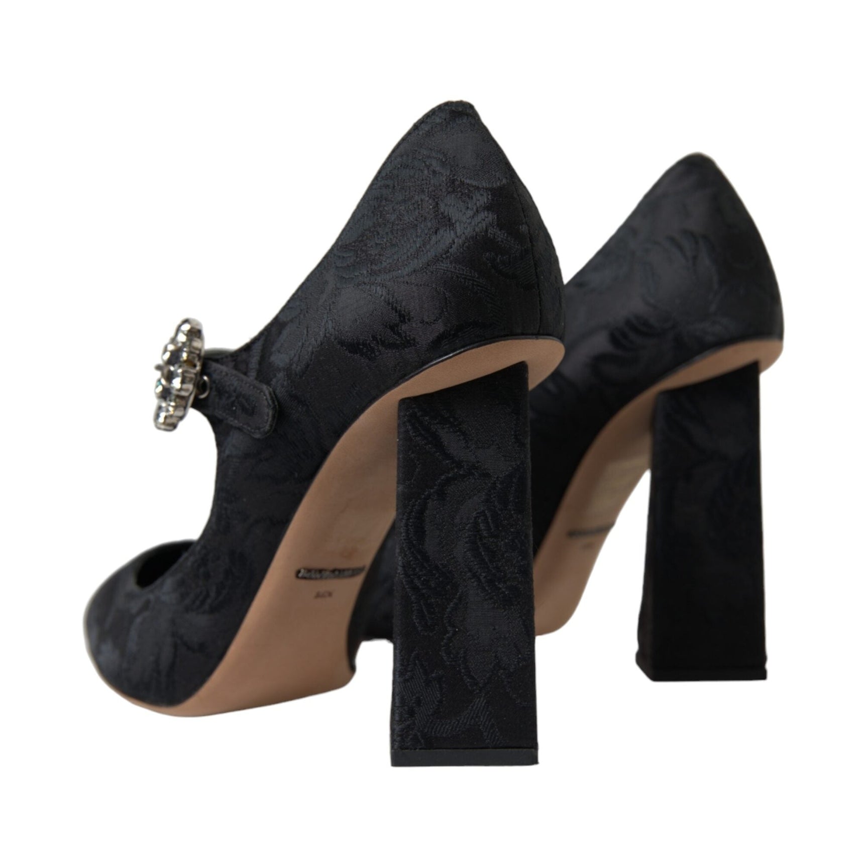 Chic Black Brocade Mary Janes Pumps