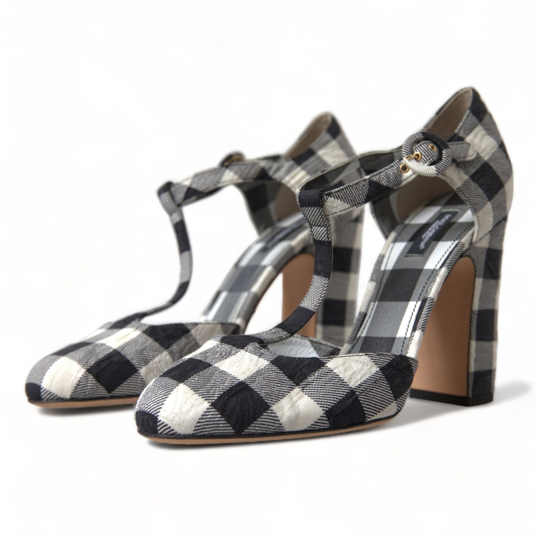 Chic Gingham T-Strap Pumps: Timeless Mary Jane Heels