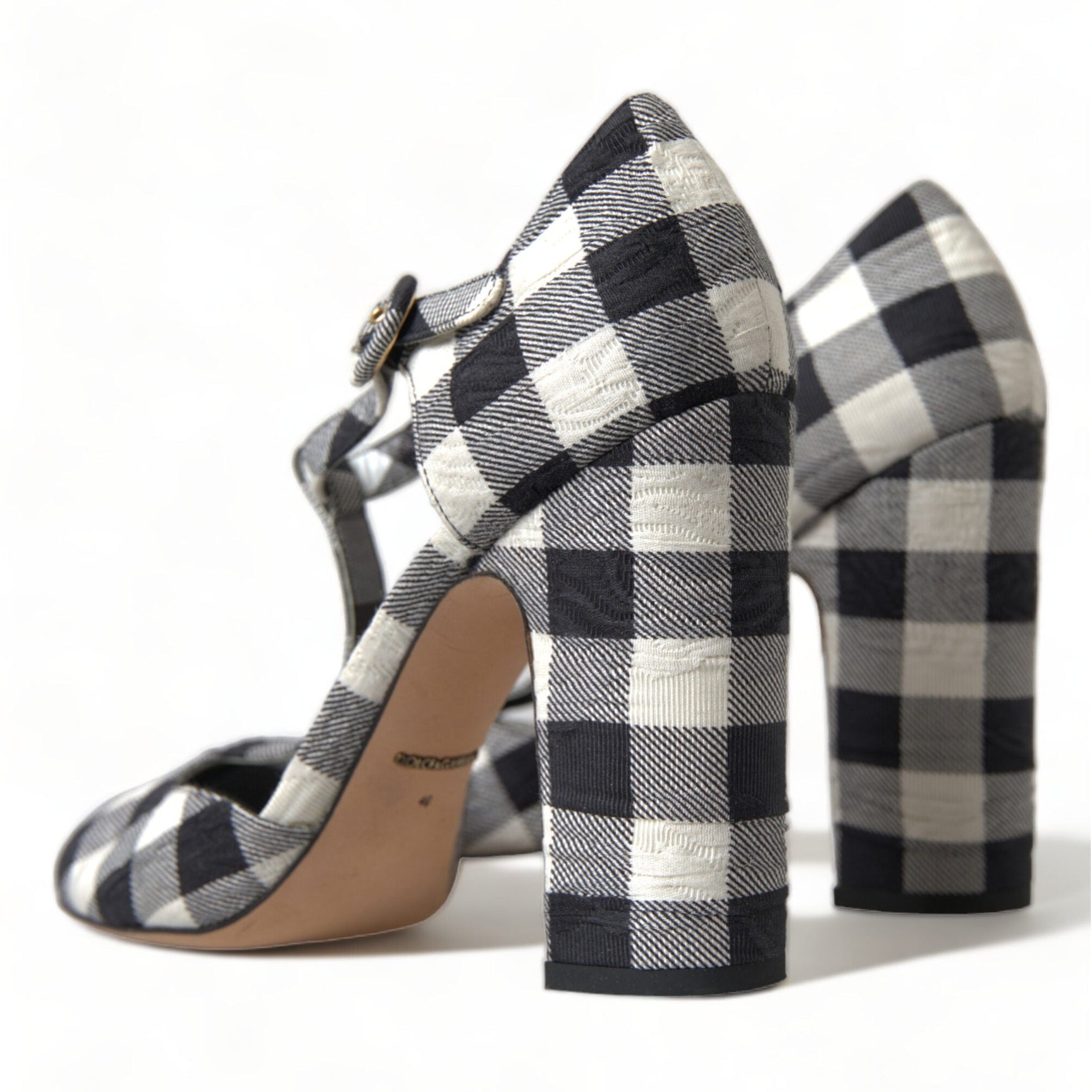 Chic Gingham T-Strap Pumps: Timeless Mary Jane Heels