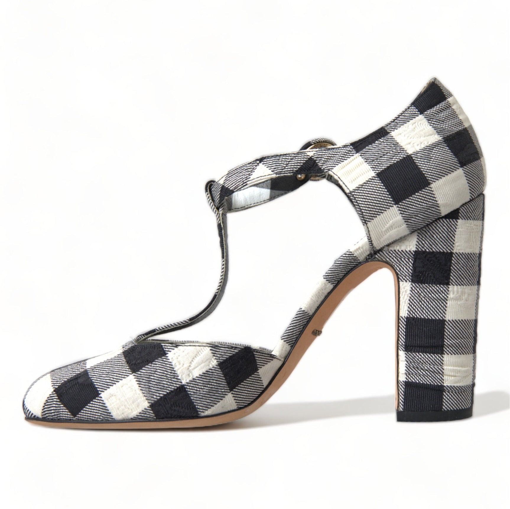 Chic Gingham T-Strap Pumps: Timeless Mary Jane Heels