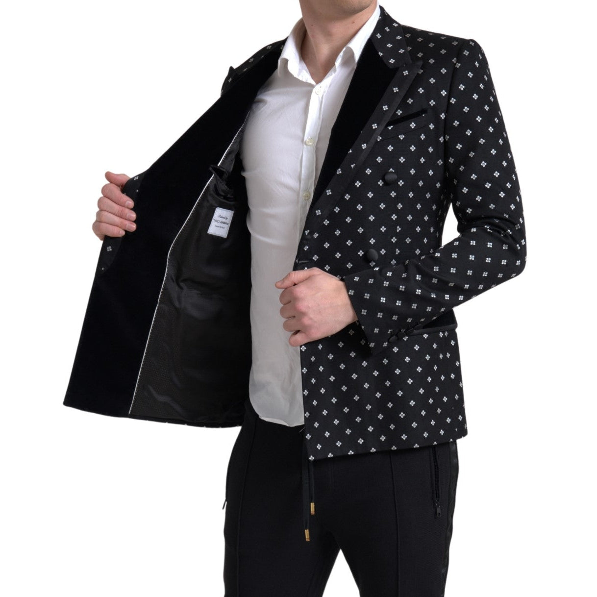 Elegant Geometric Patterned Slim Blazer