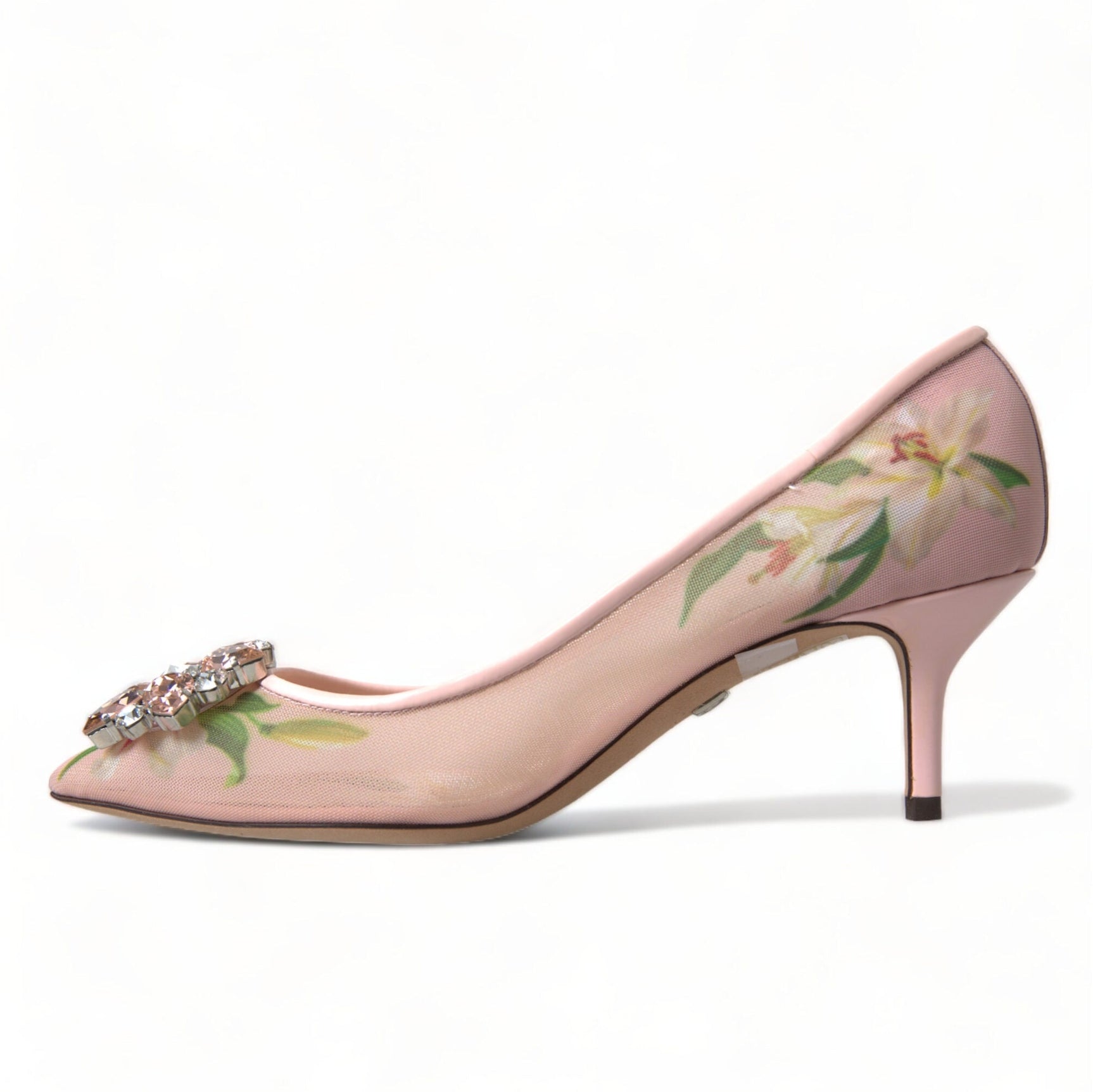 Elegant Pink Floral Crystal Pumps