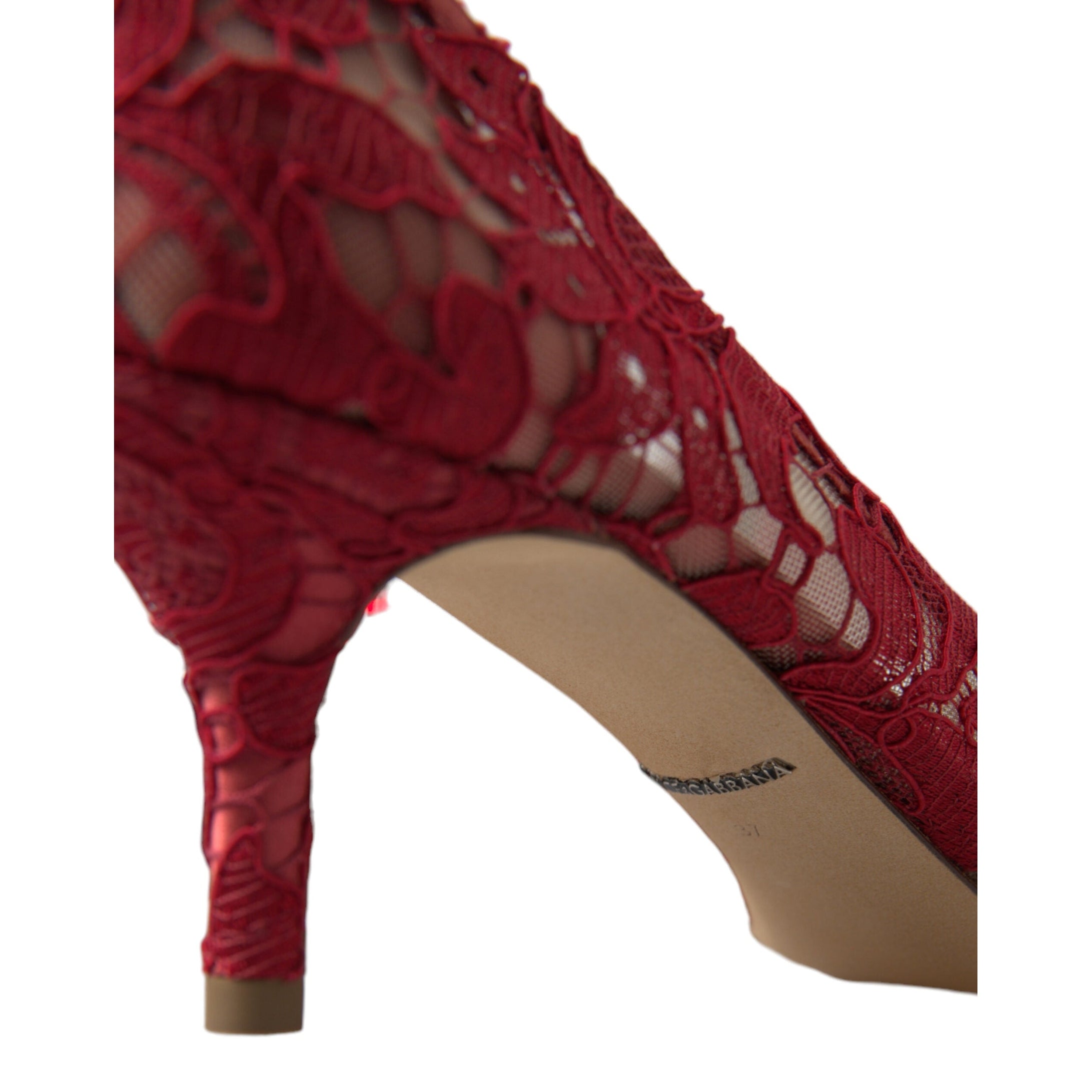 Radiant Red Lace Heels with Crystals